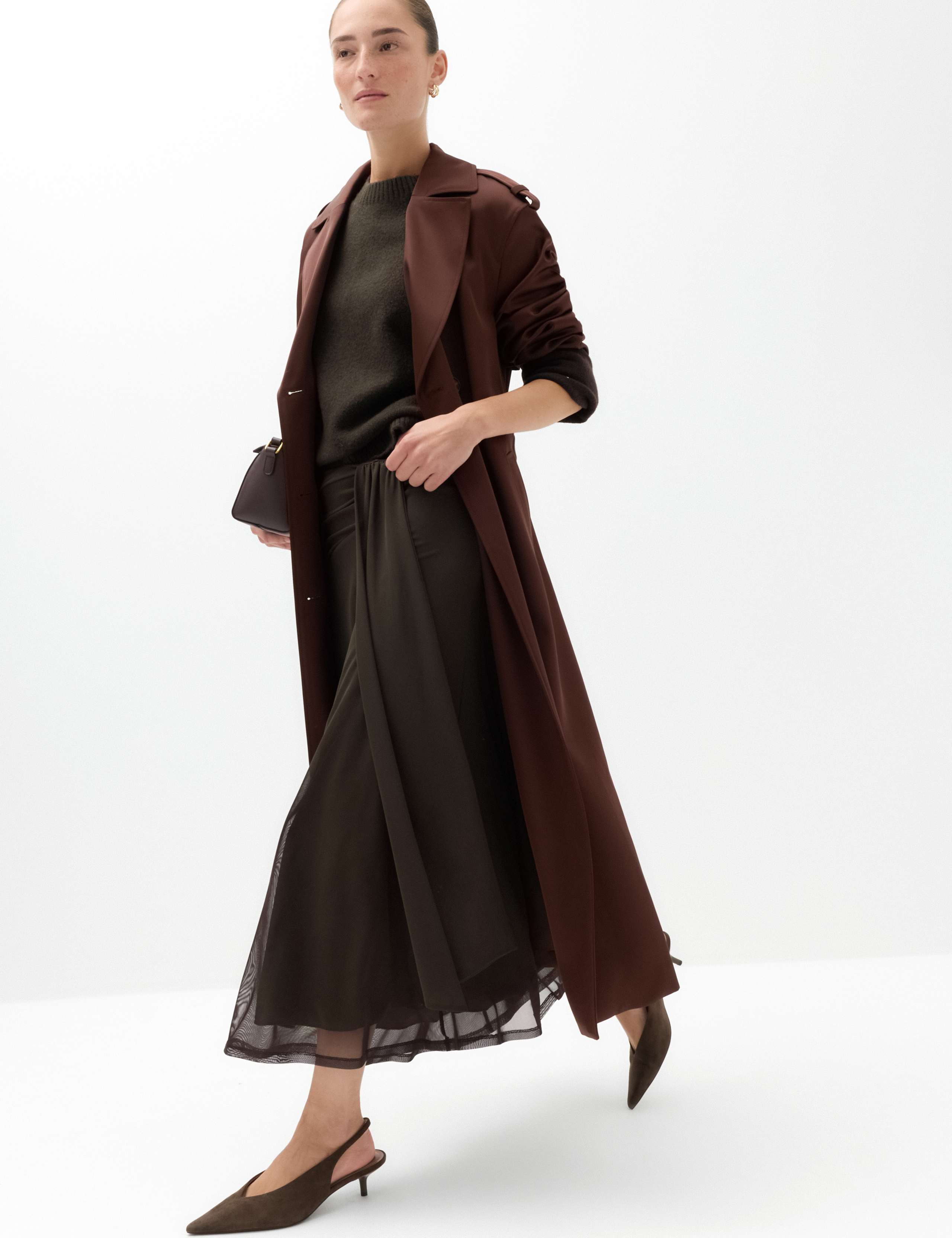 Mesh Midi A Line Skirt