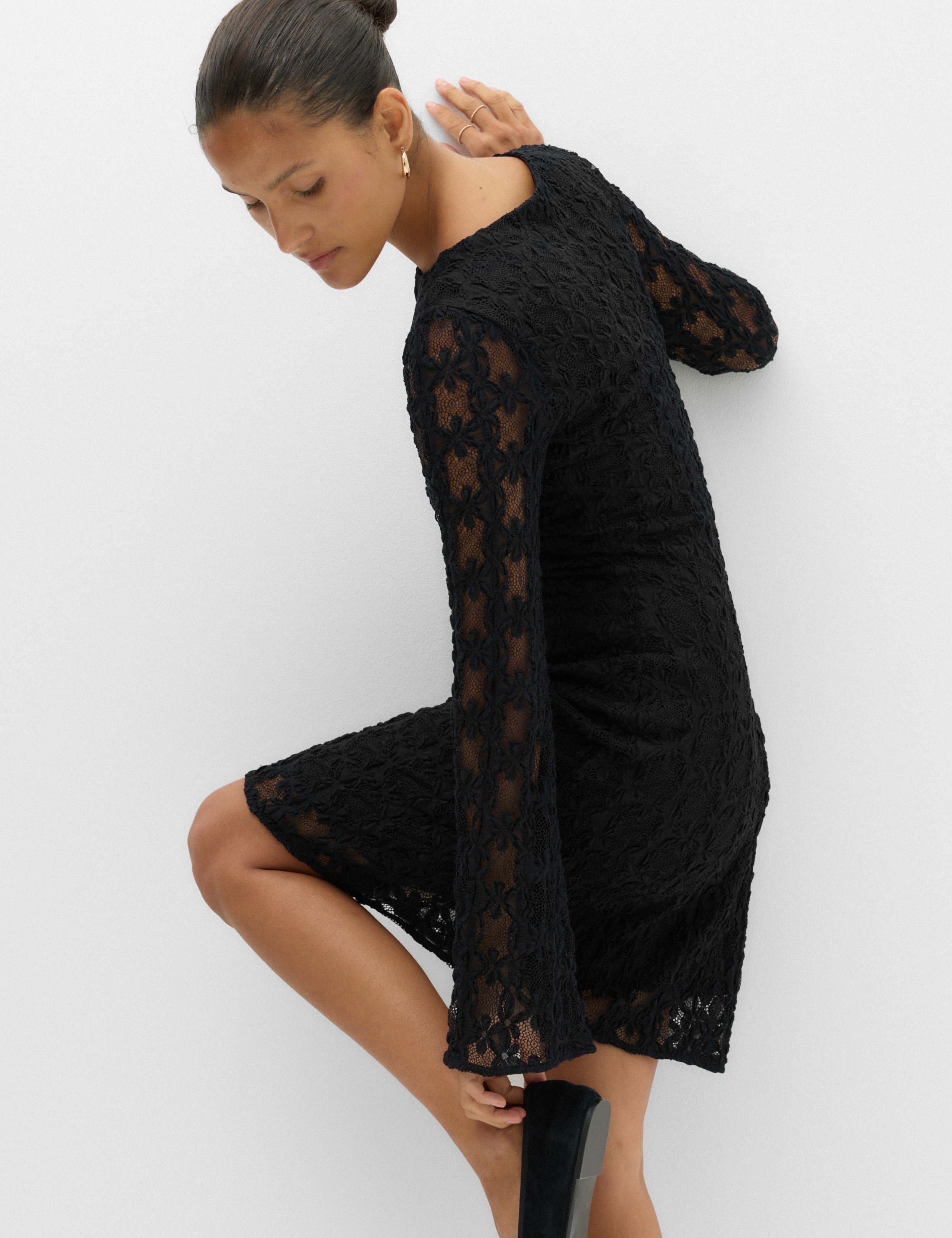 Jersey Lace Mini Skater Dress