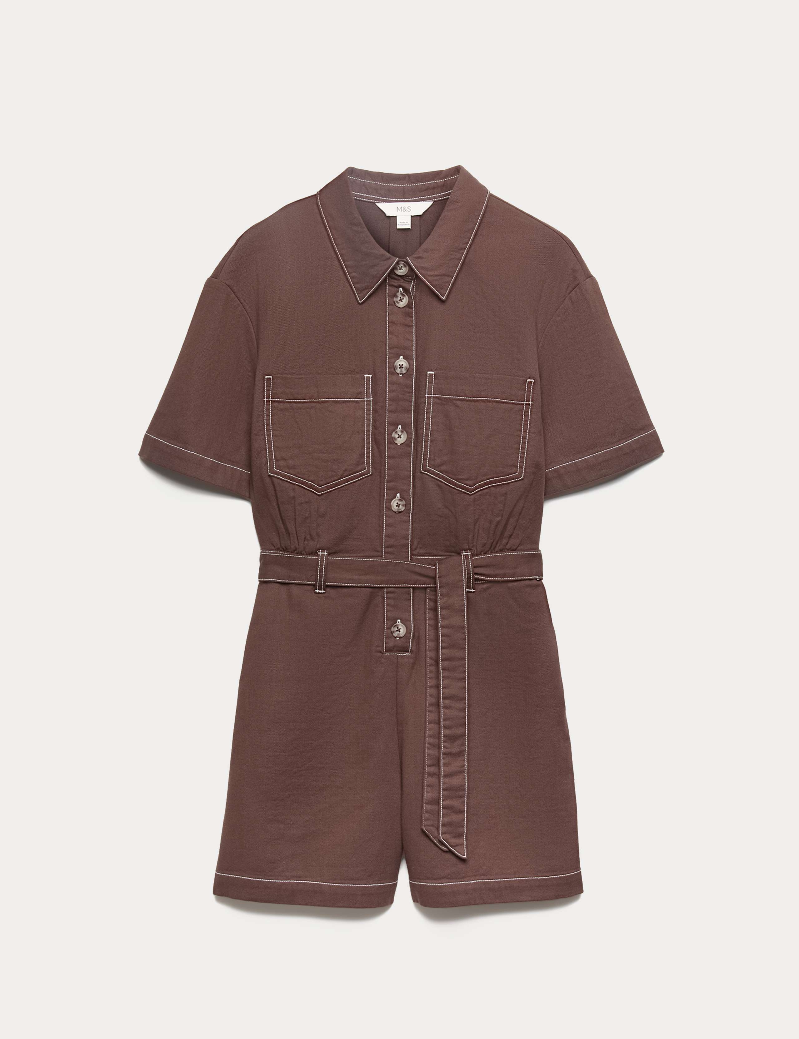 Pure Cotton Button Front Playsuit