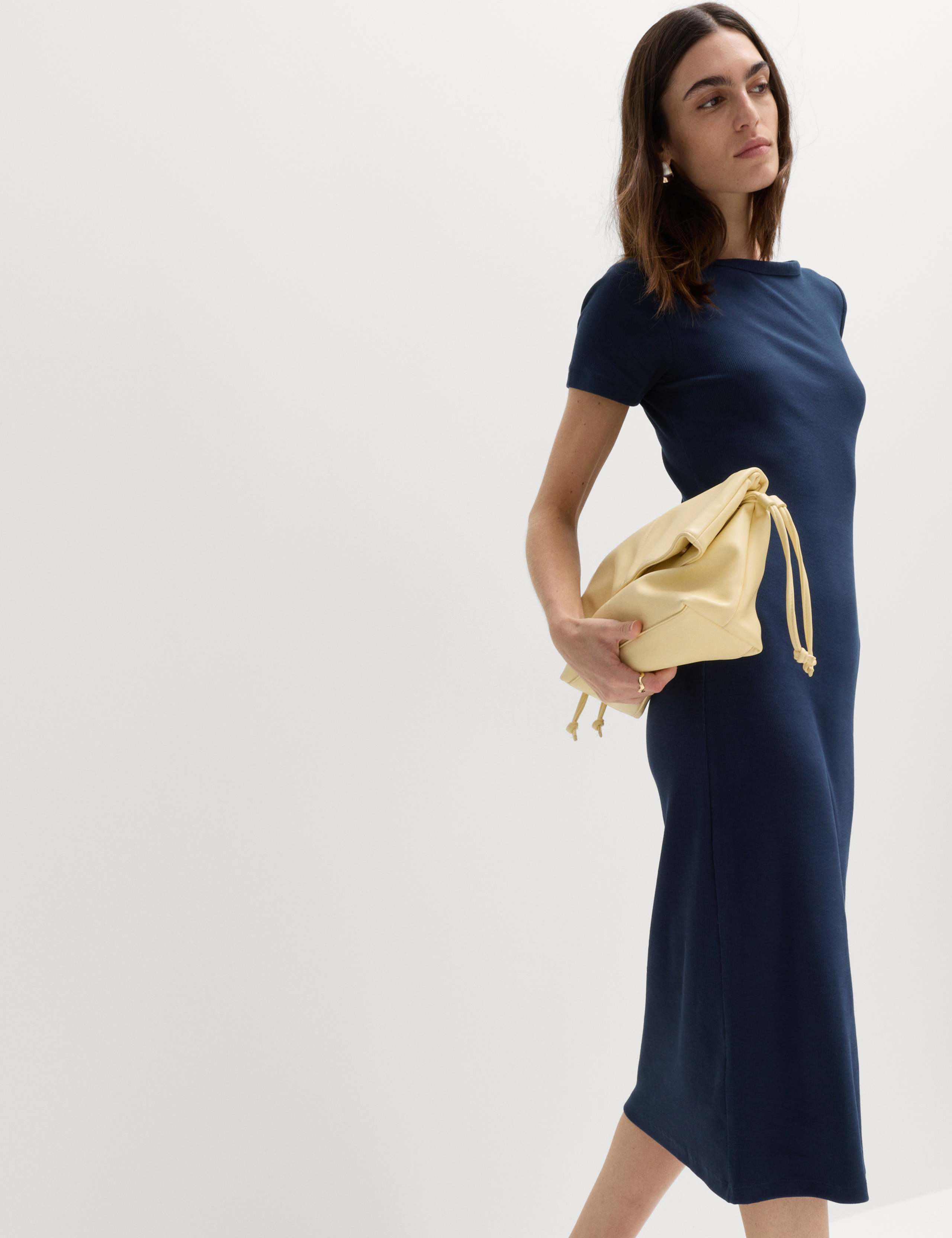 Cotton Rich Ribbed Midi Column Dress