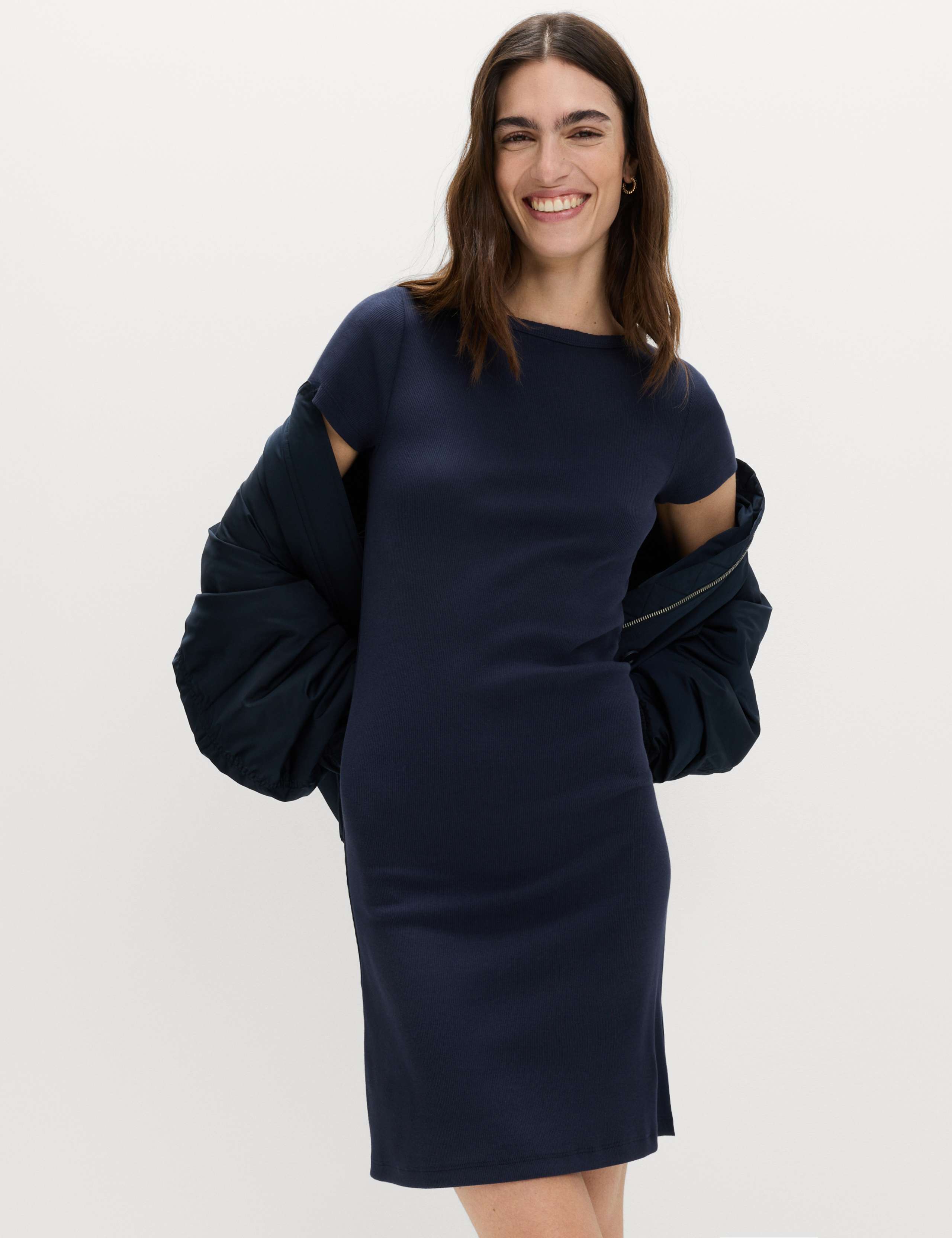 Cotton Rich Slash Neck Mini Column Dress