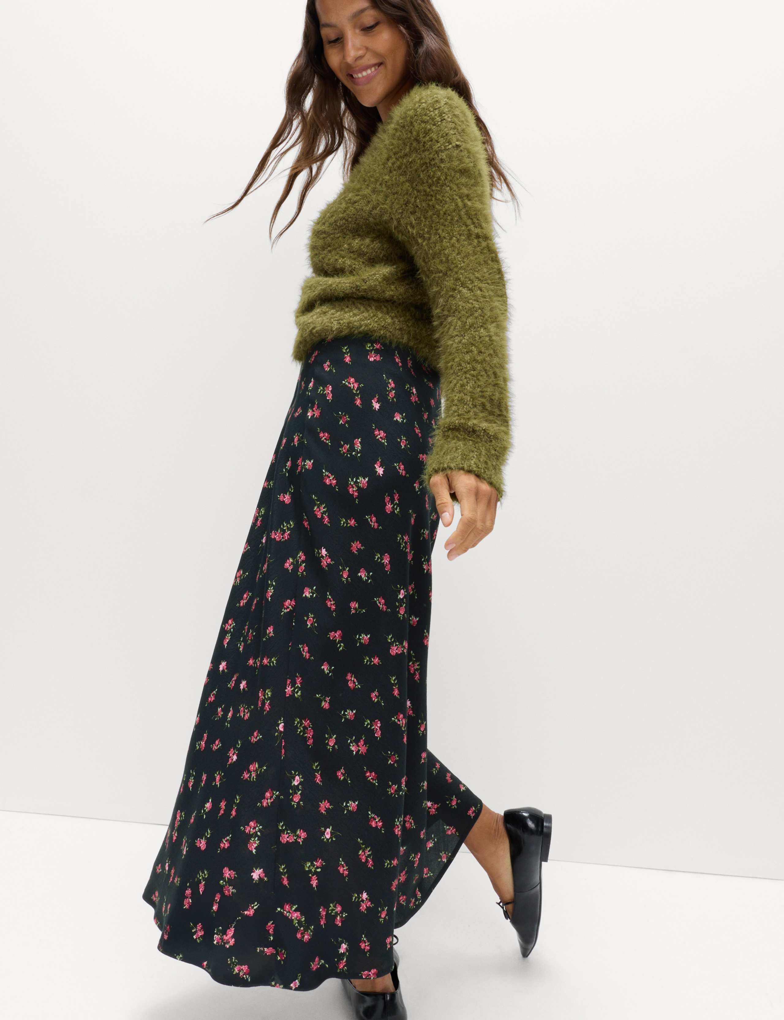 Floral Midaxi A-Line Skirt