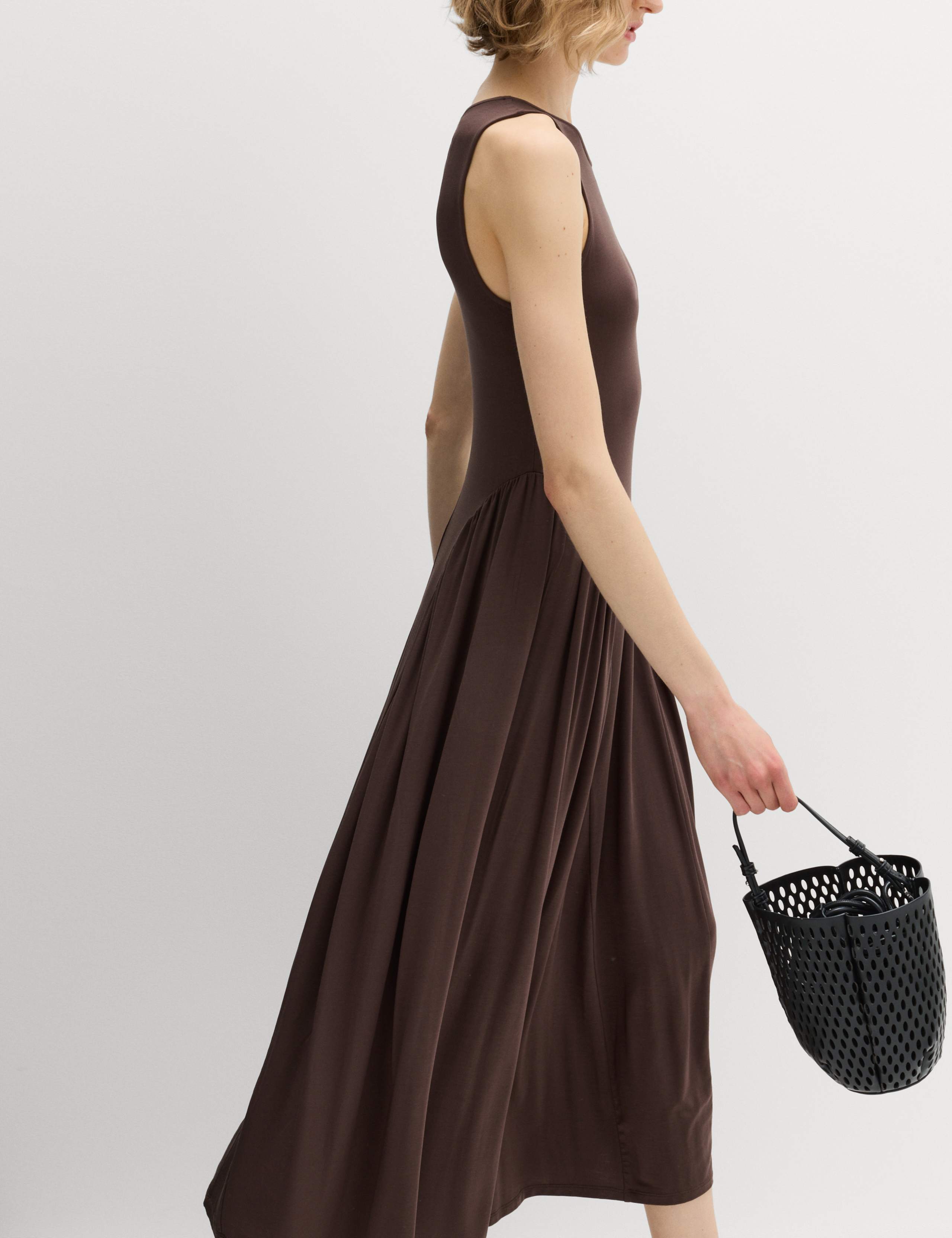 Lyocell Rich Dropped Waist Midi Dress