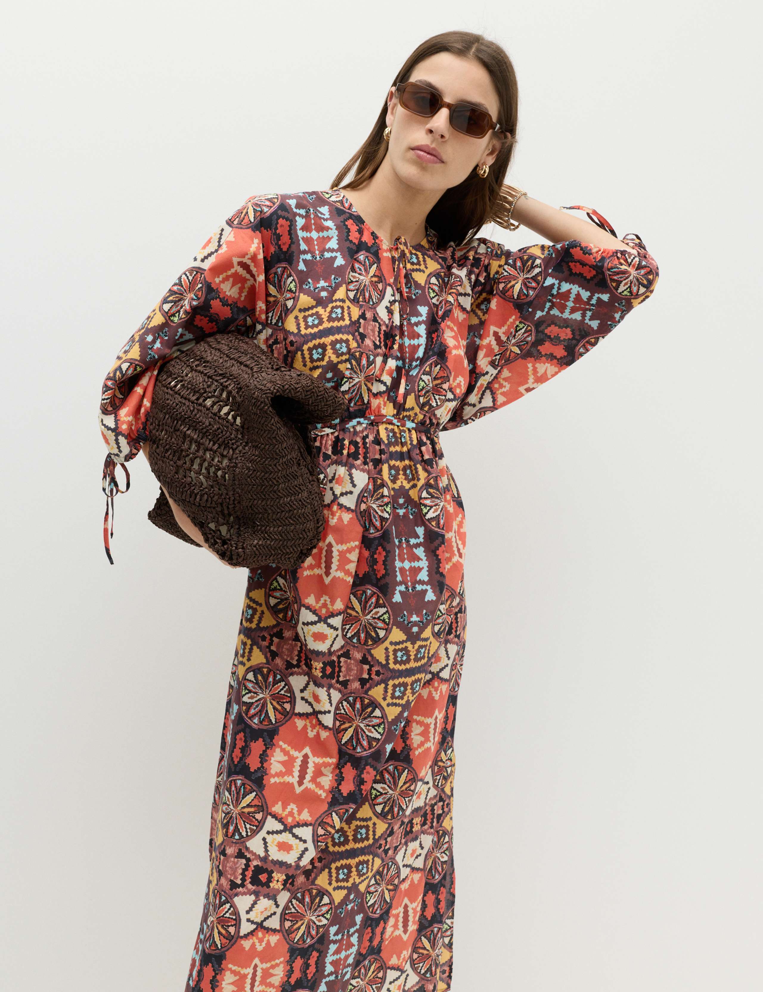 Pure Cotton Printed Midaxi Kaftan Dress