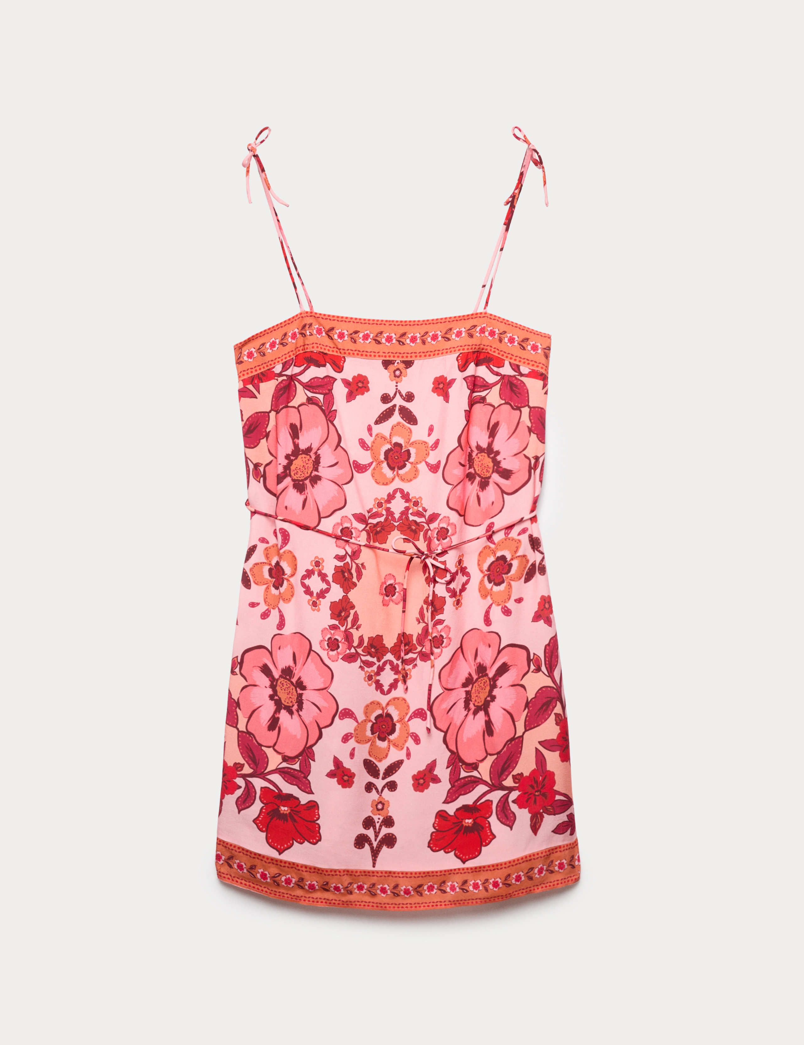 Floral Tie Detail Mini Shift Dress