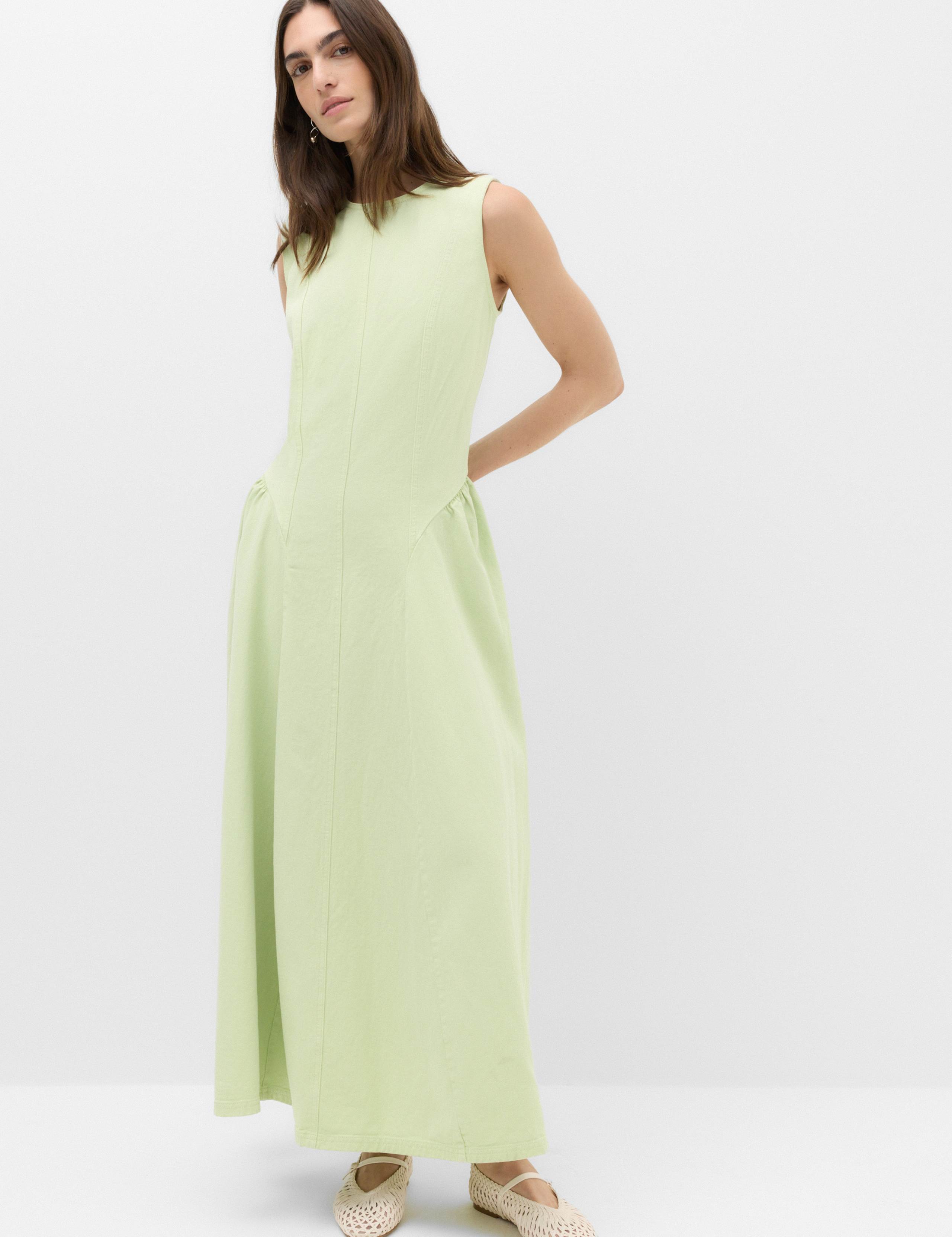 Denim Maxi Drop Waist Dress
