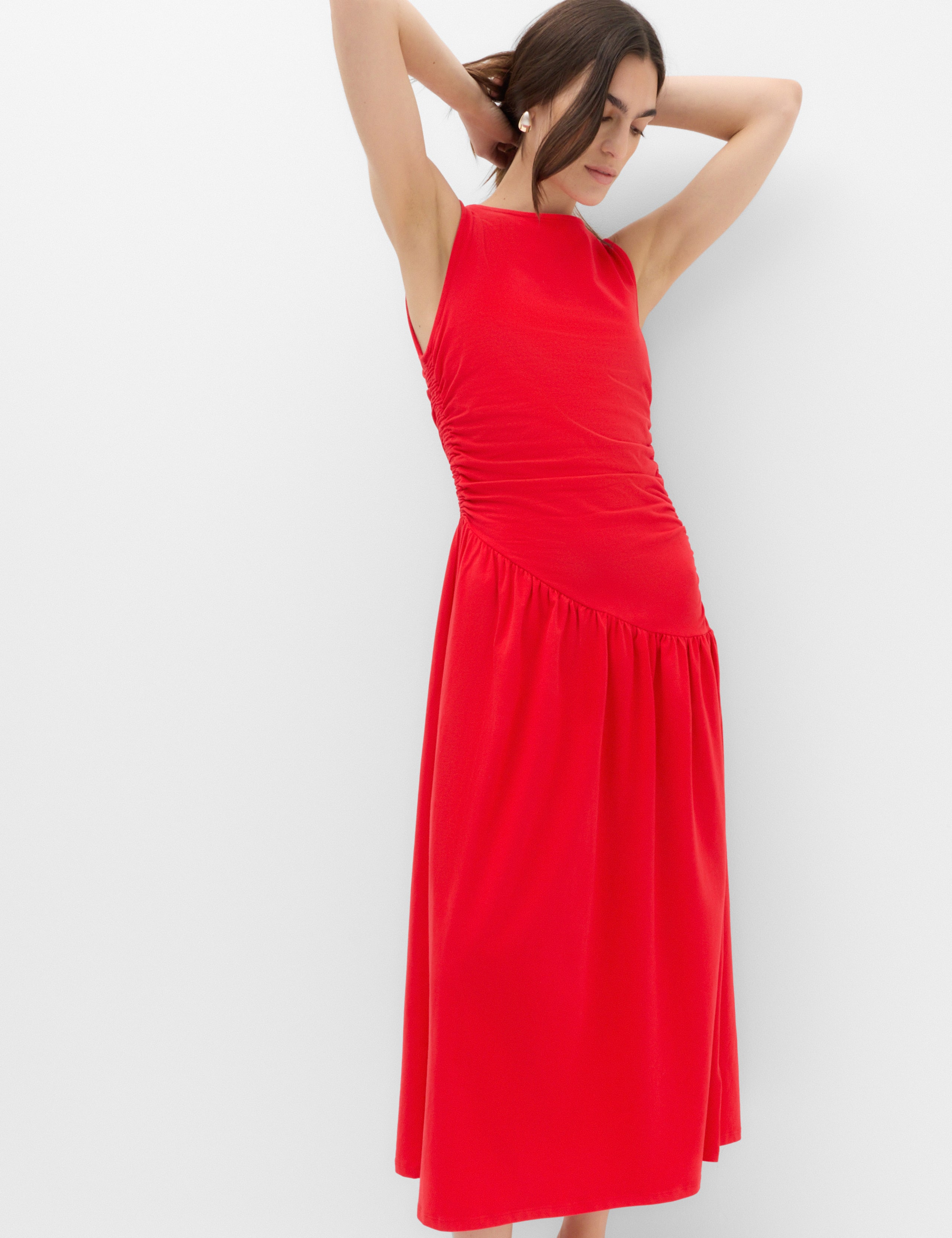 Jersey Ruched Midaxi Drop Waist Dress