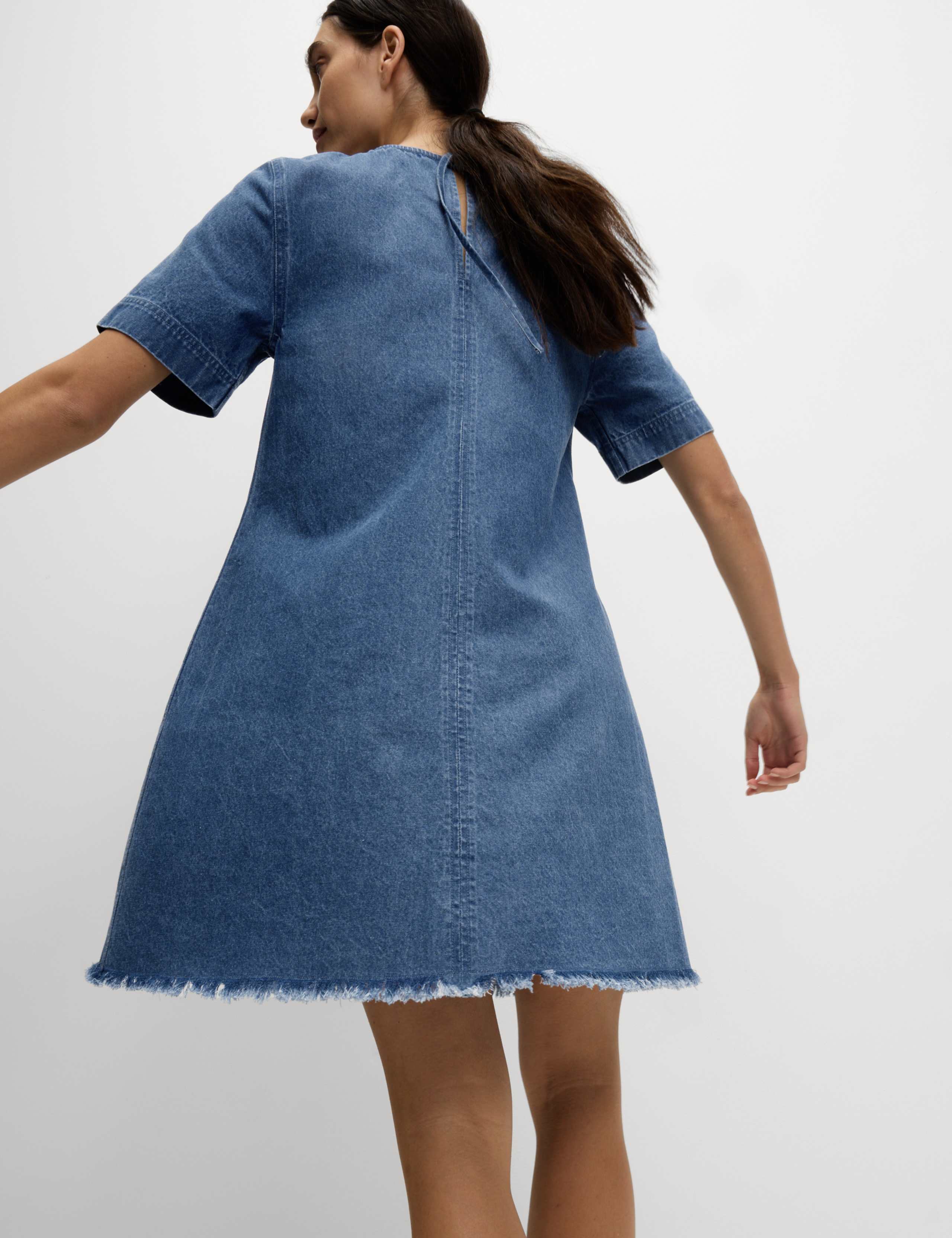 Pure Cotton Denim Mini Swing Dress