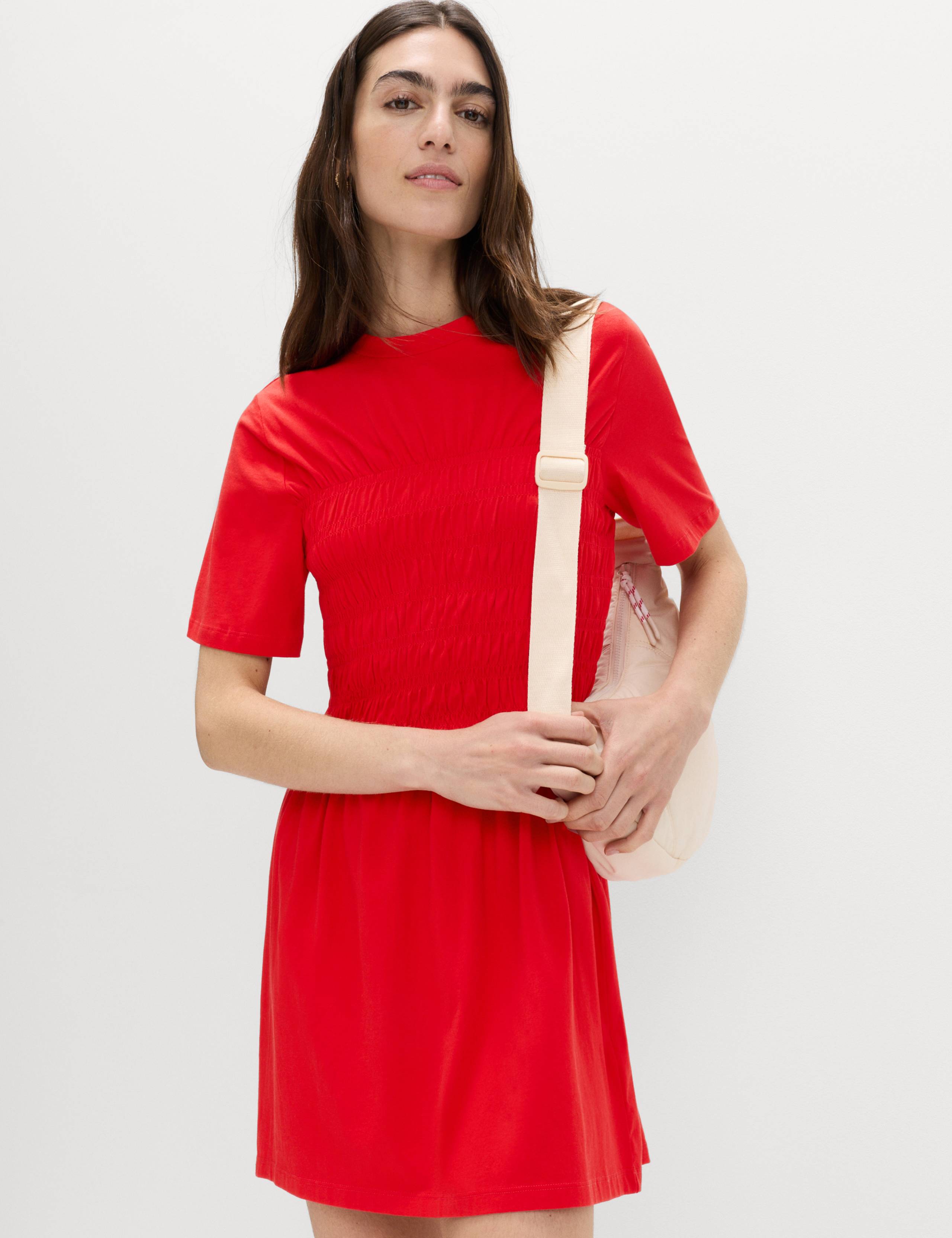 Cotton Rich Shirred Mini T-Shirt Dress
