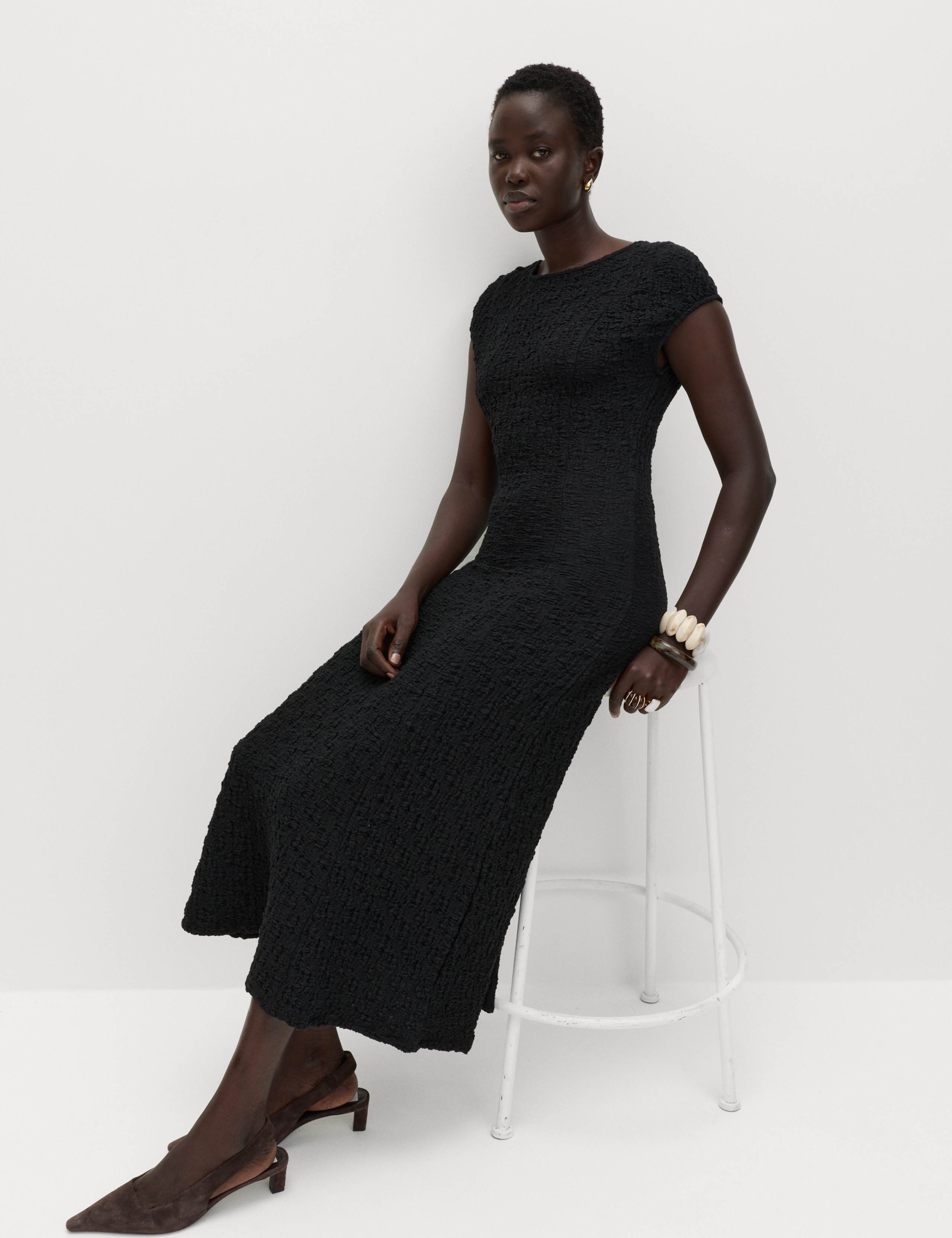 Cotton Rich Textured Midi Skater Dress