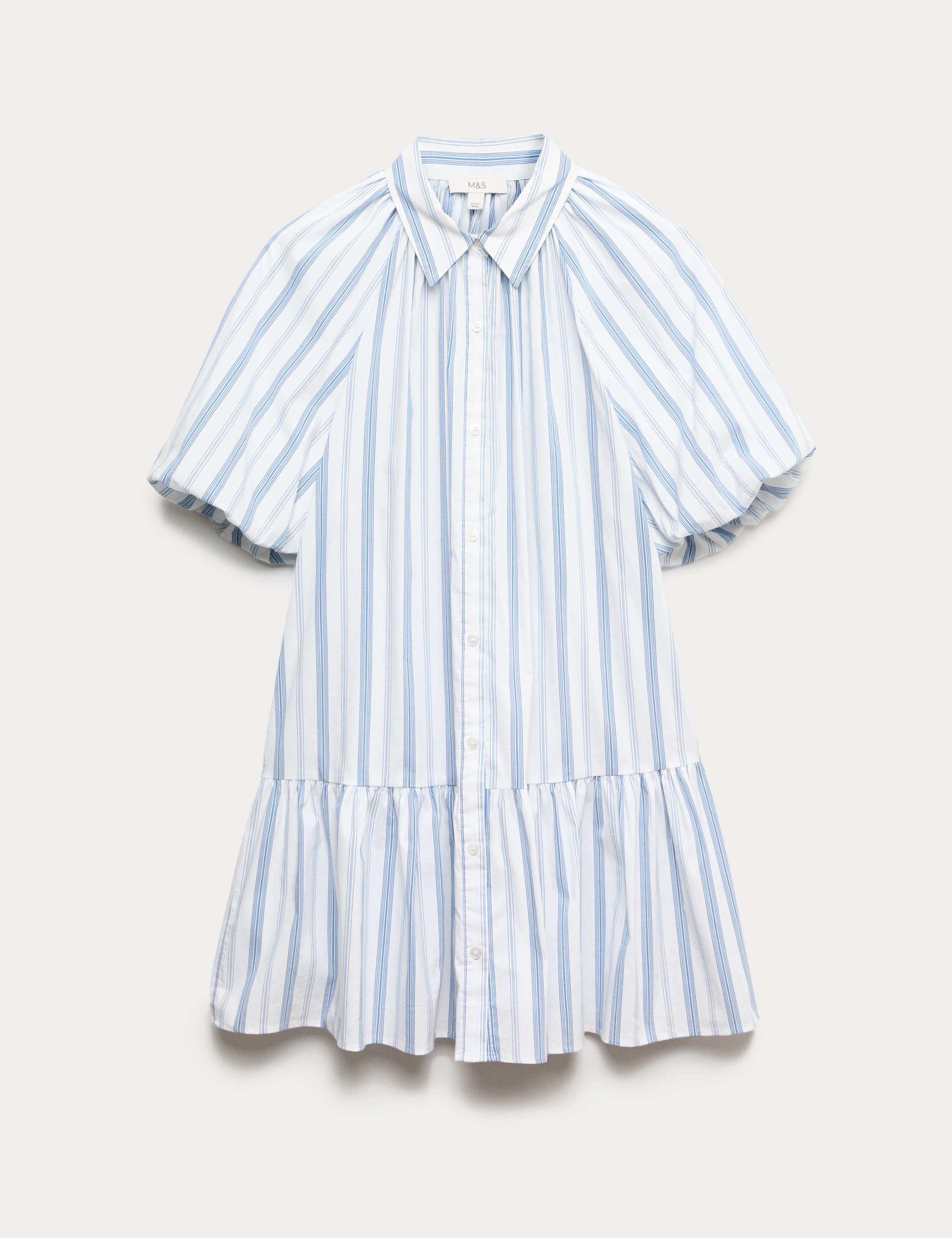 Cotton Rich Striped Mini Shirt Dress