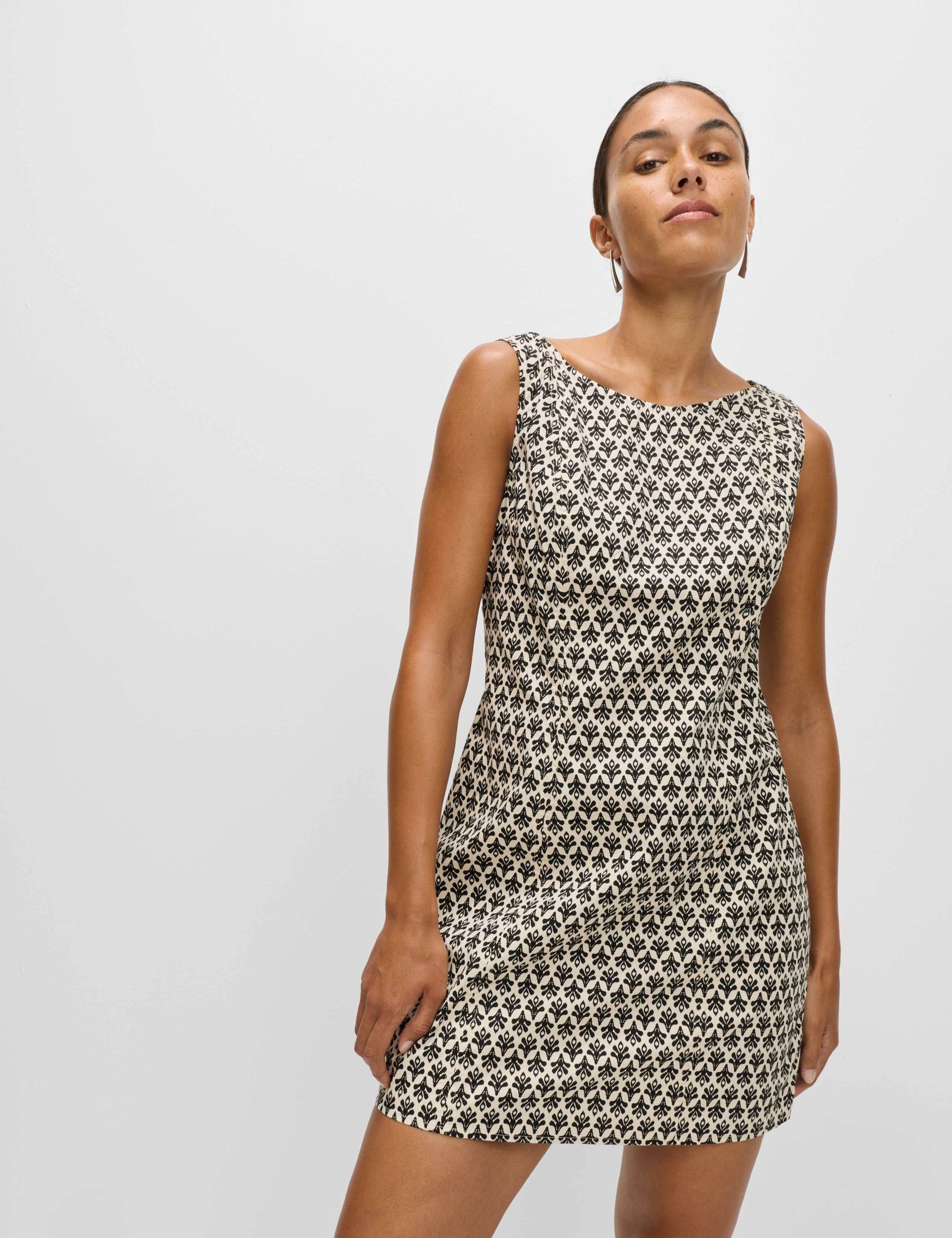 Pure Cotton Animal Print Mini Shift Dress