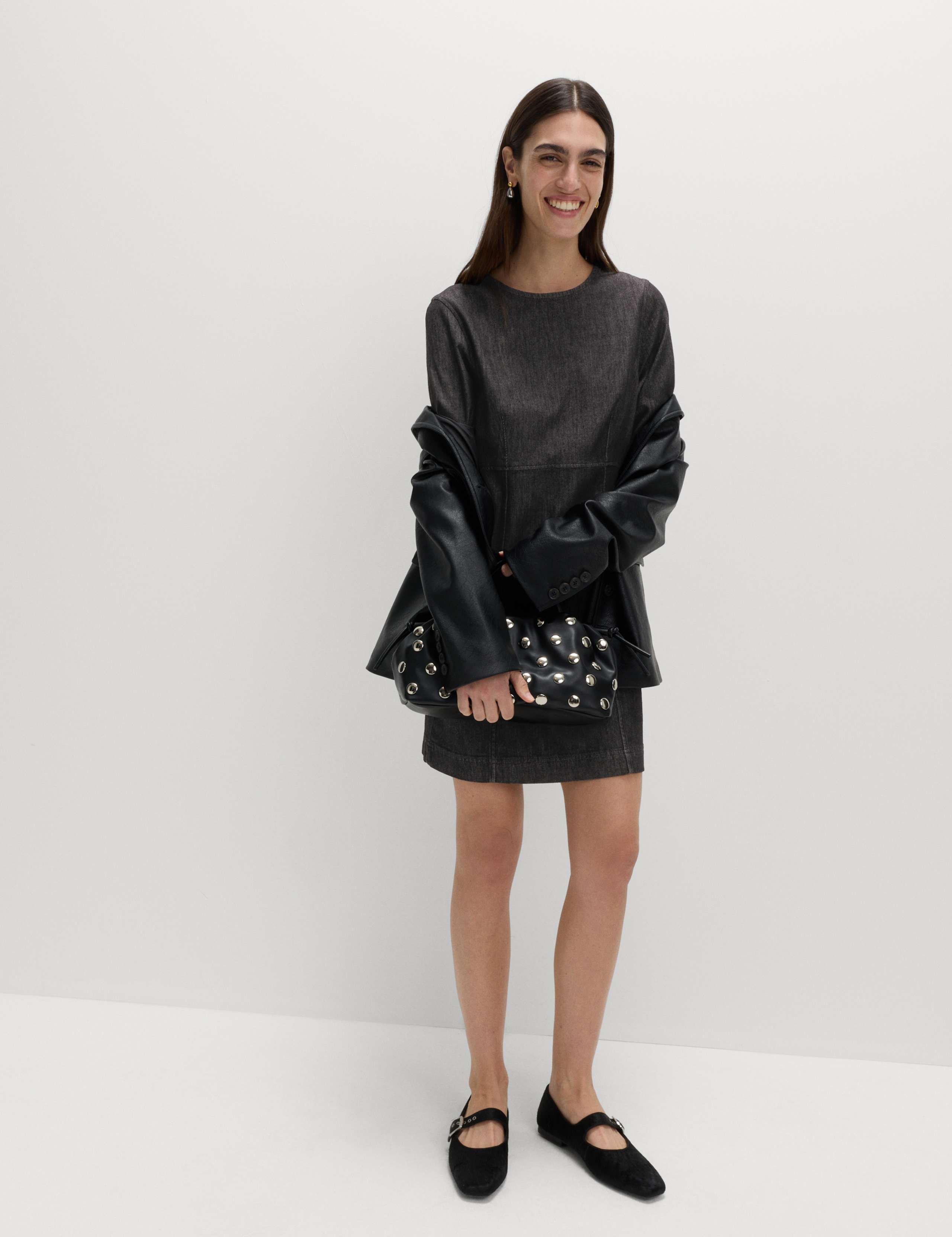 Cotton Rich Denim Mini Shift Dress