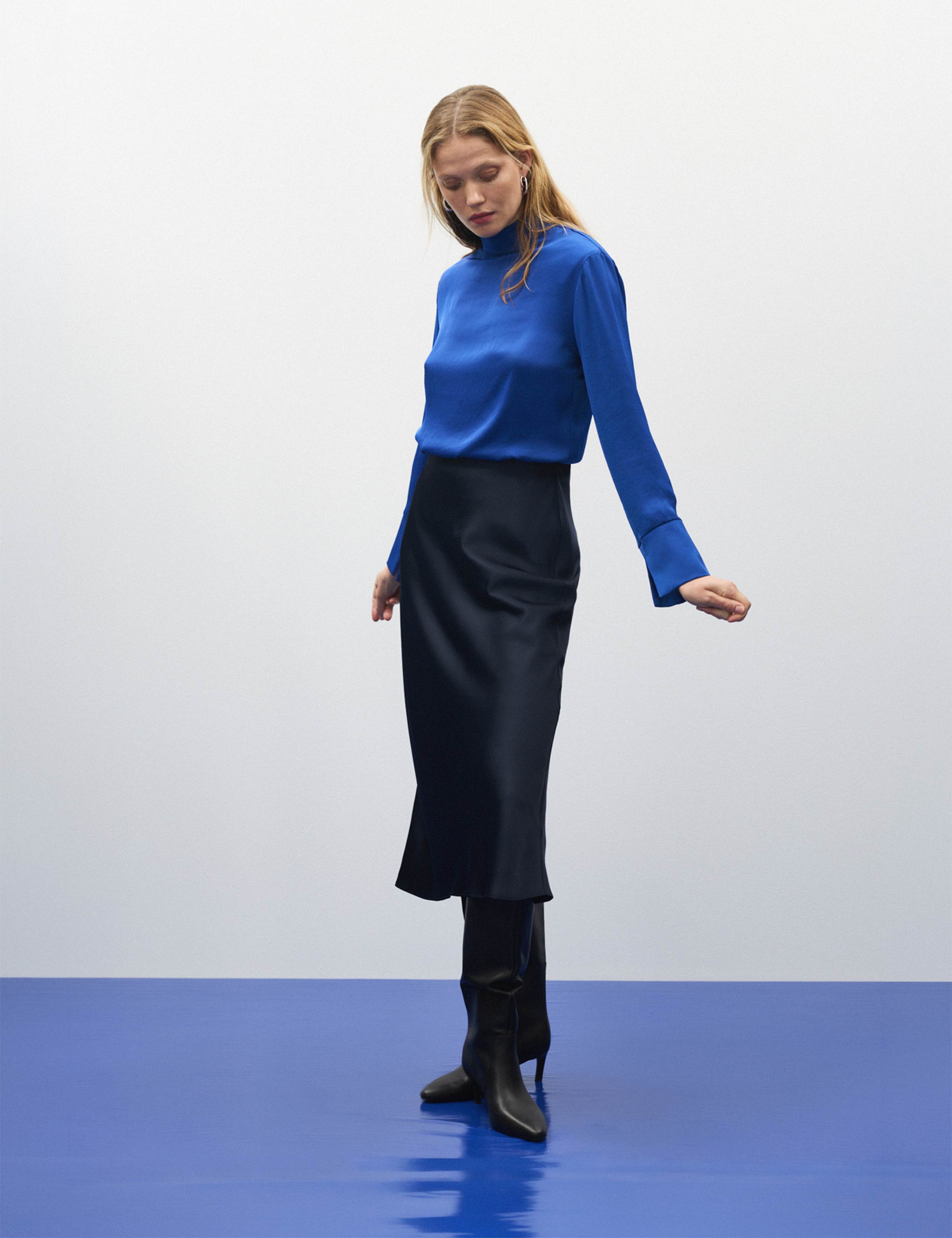 Satin High Waisted Midi Slip Skirt
