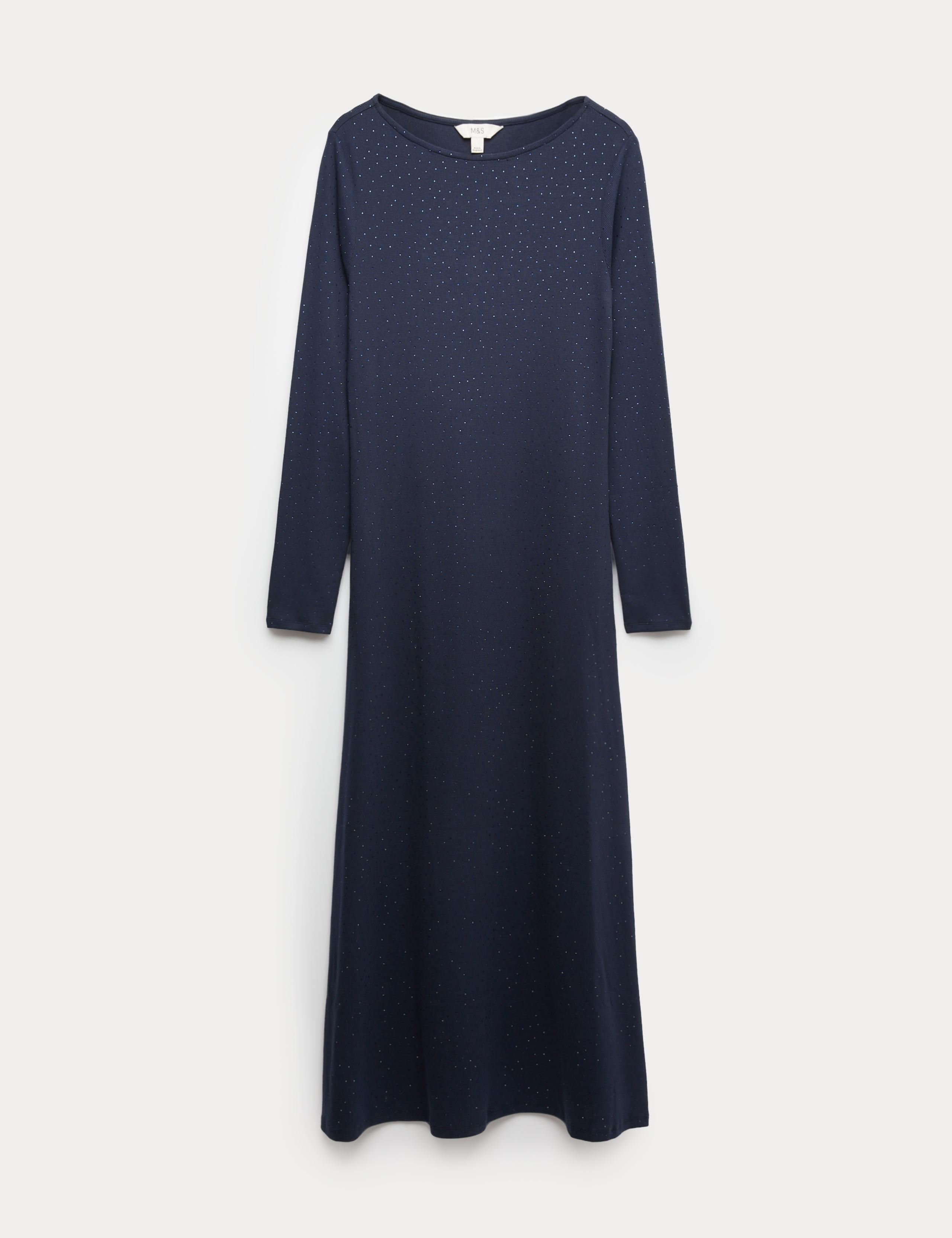 Cotton Rich Jersey Sparkly Midi Column Dress