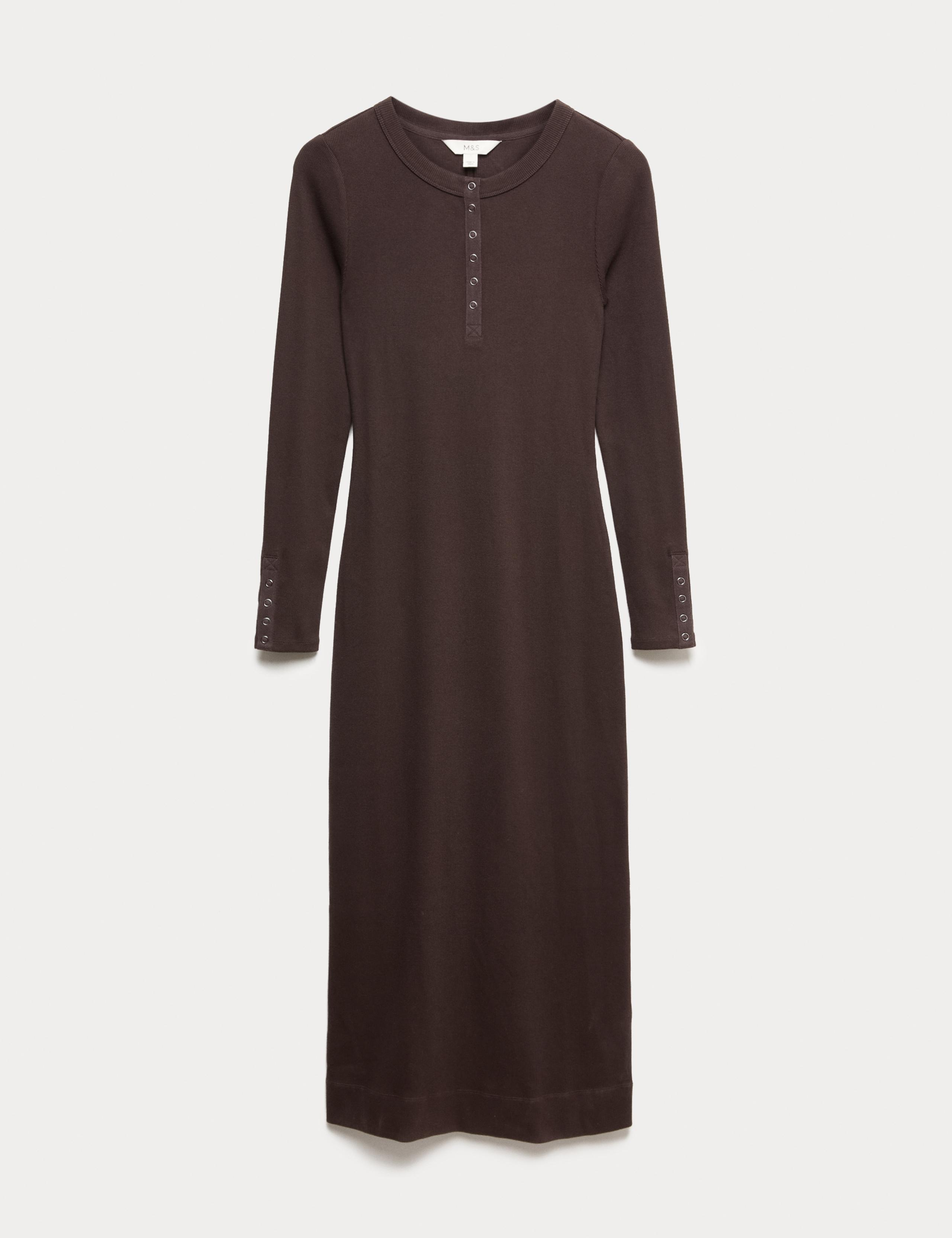 Cotton Rich Jersey Ribbed Midi Column Dress