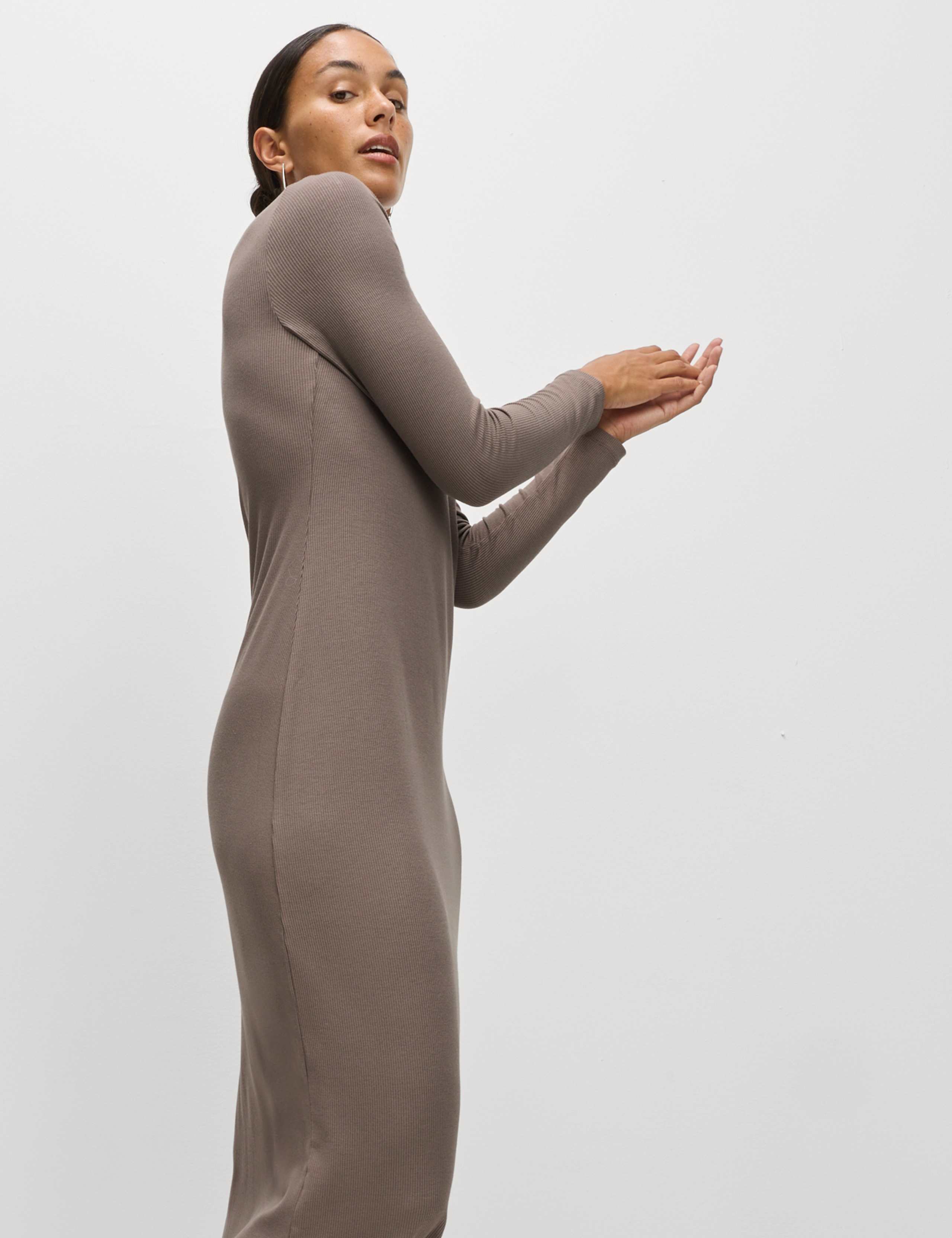 Jersey Ribbed Midi Column Dress