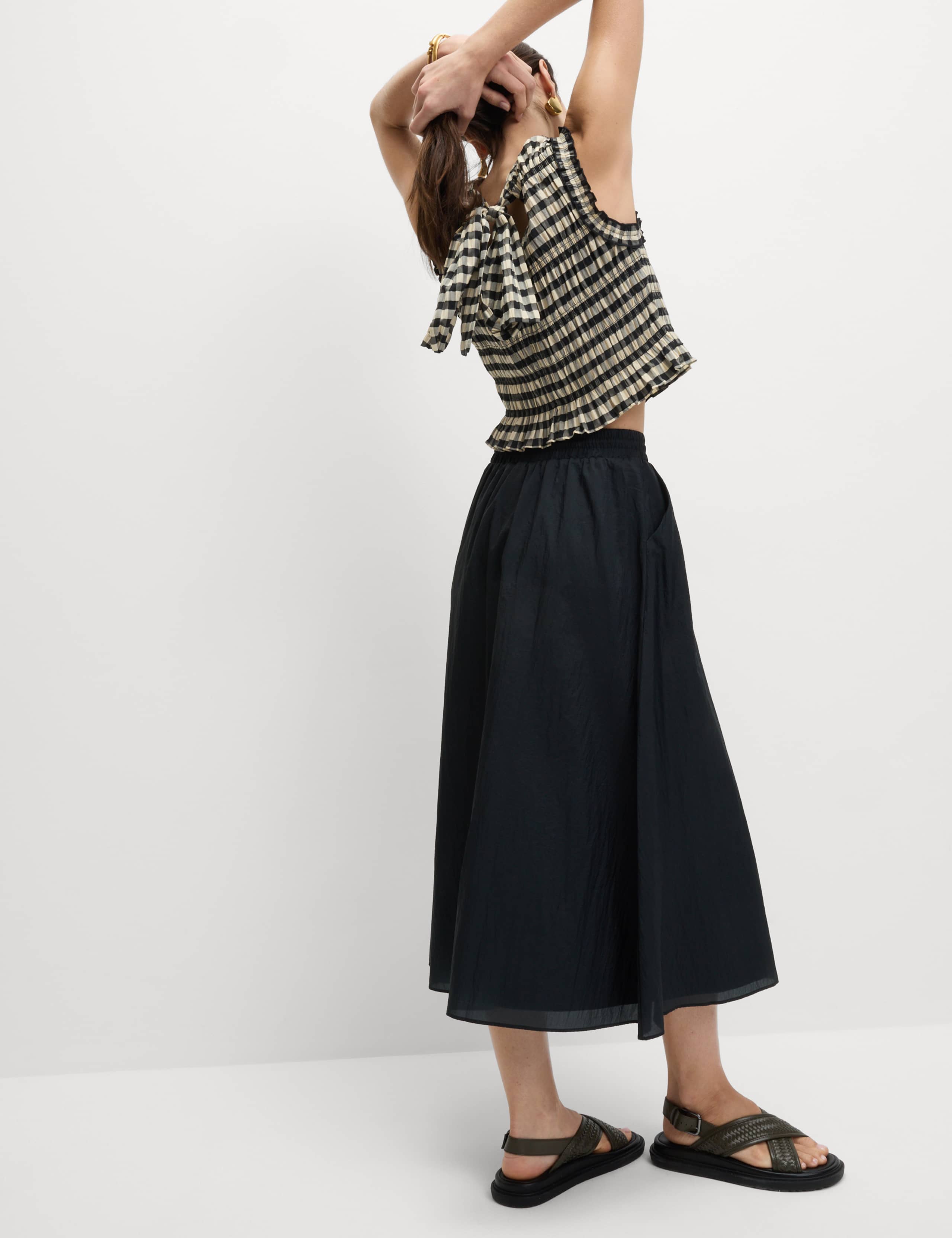 Textured Midi Circle Skirt
