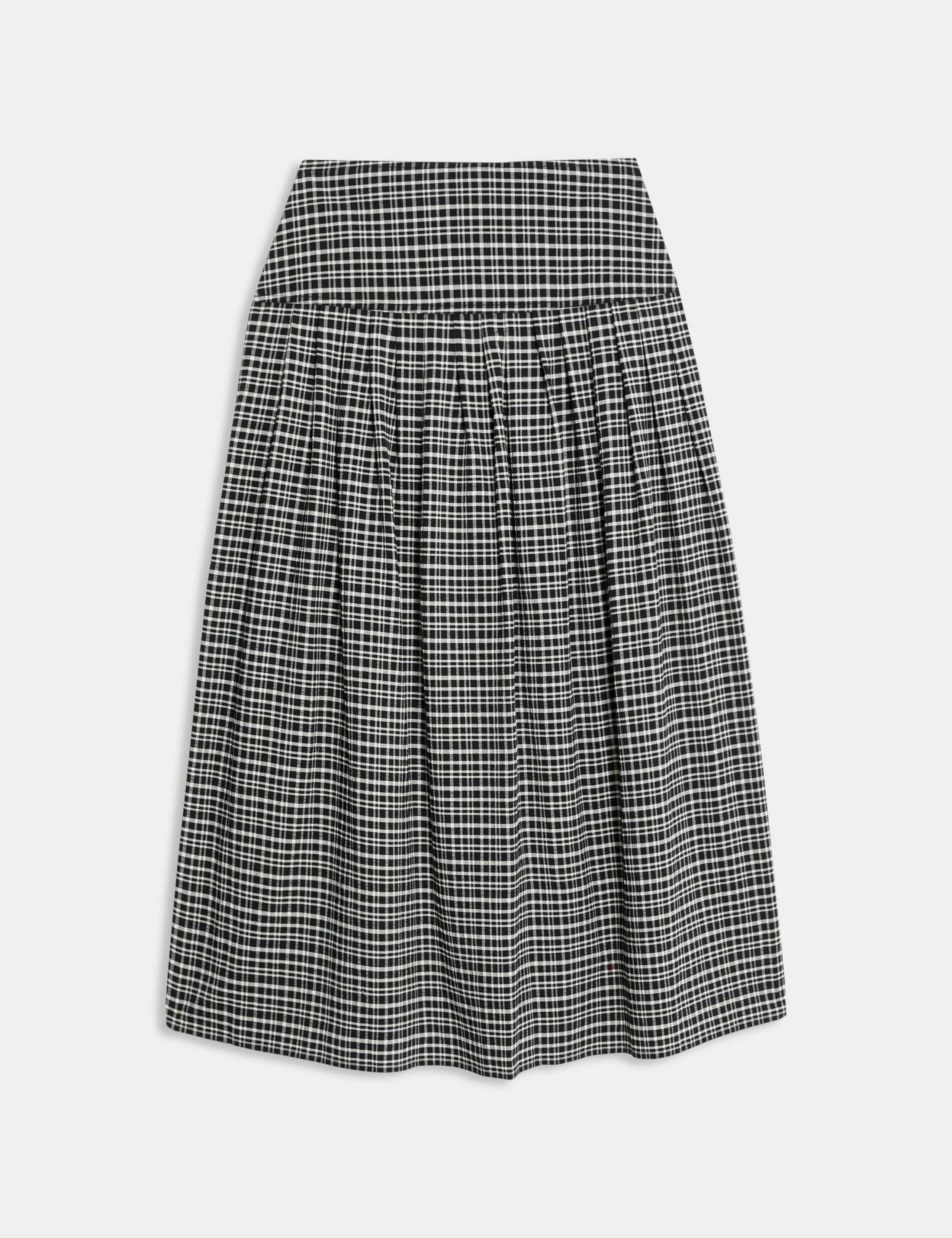 Checked Pleated Midaxi A-Line Skirt