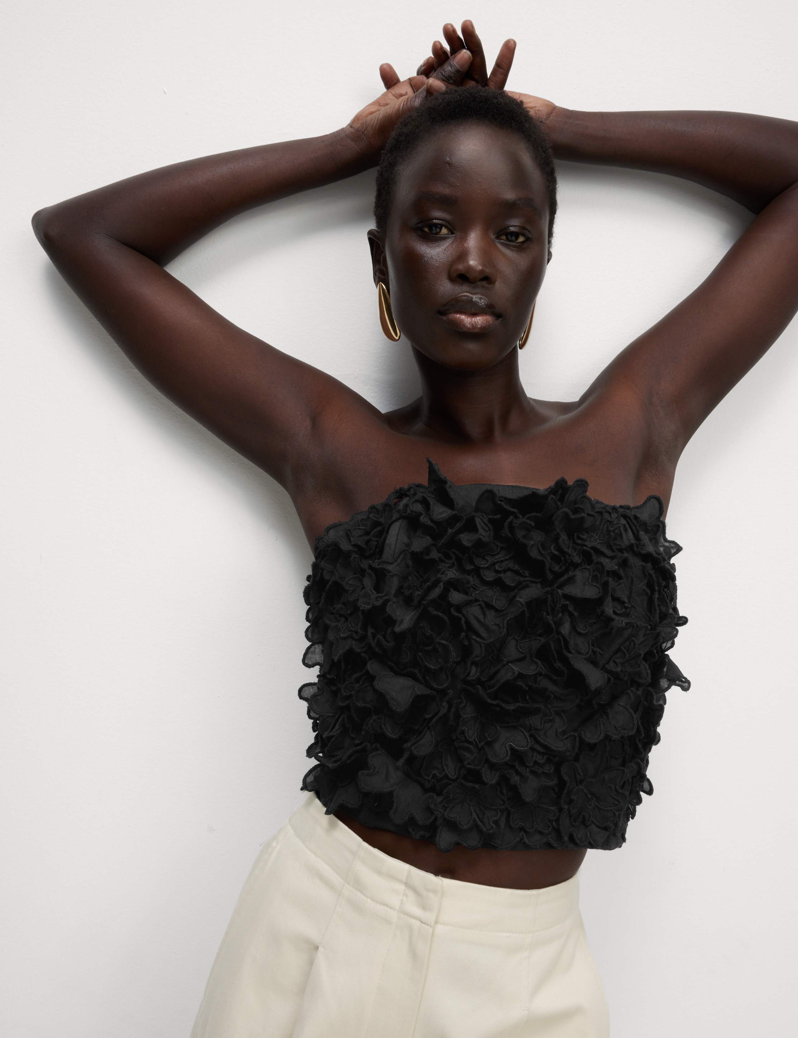 Pure Cotton Textured Bandeau Top