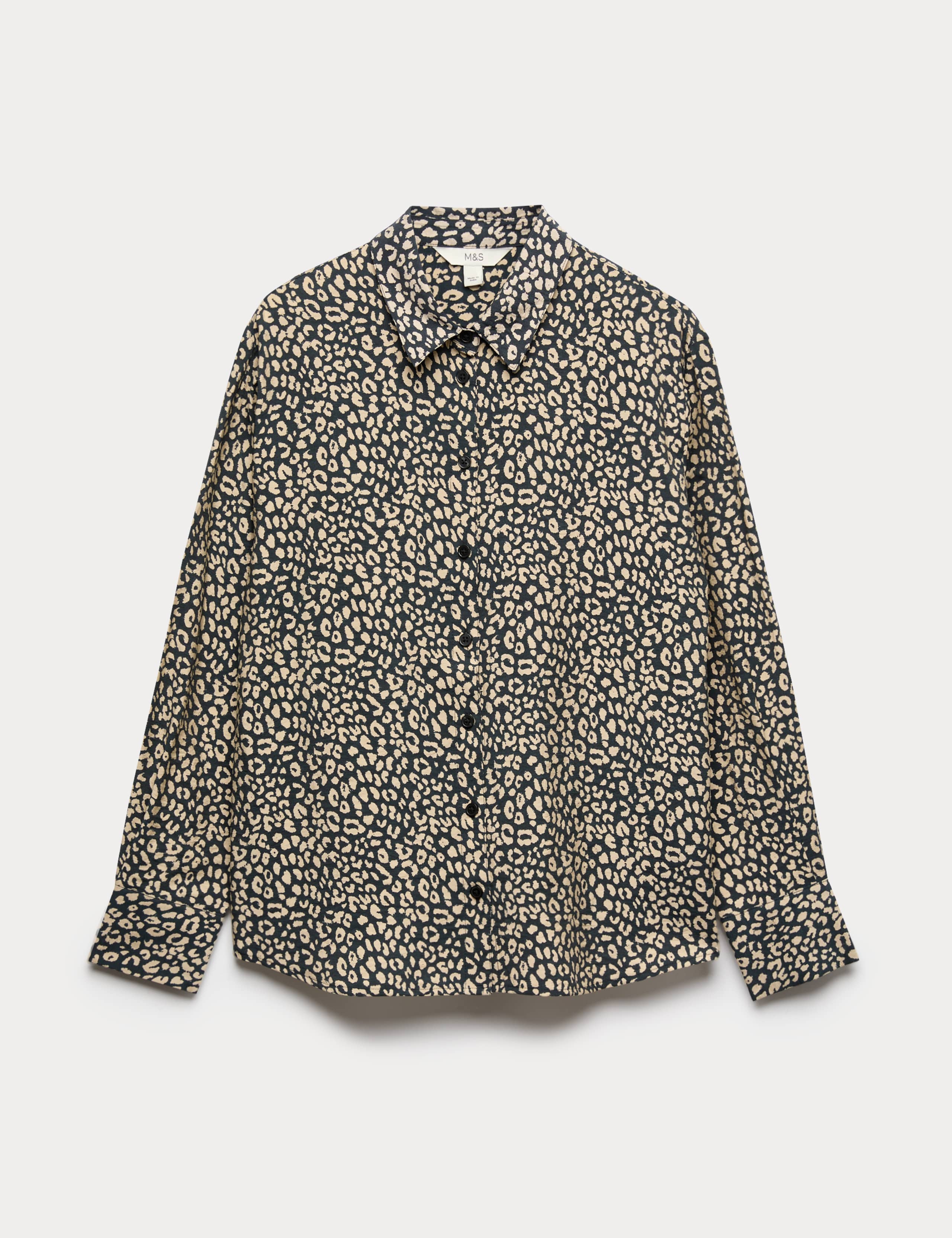 Textured Animal Print Long Sleeve Shirt