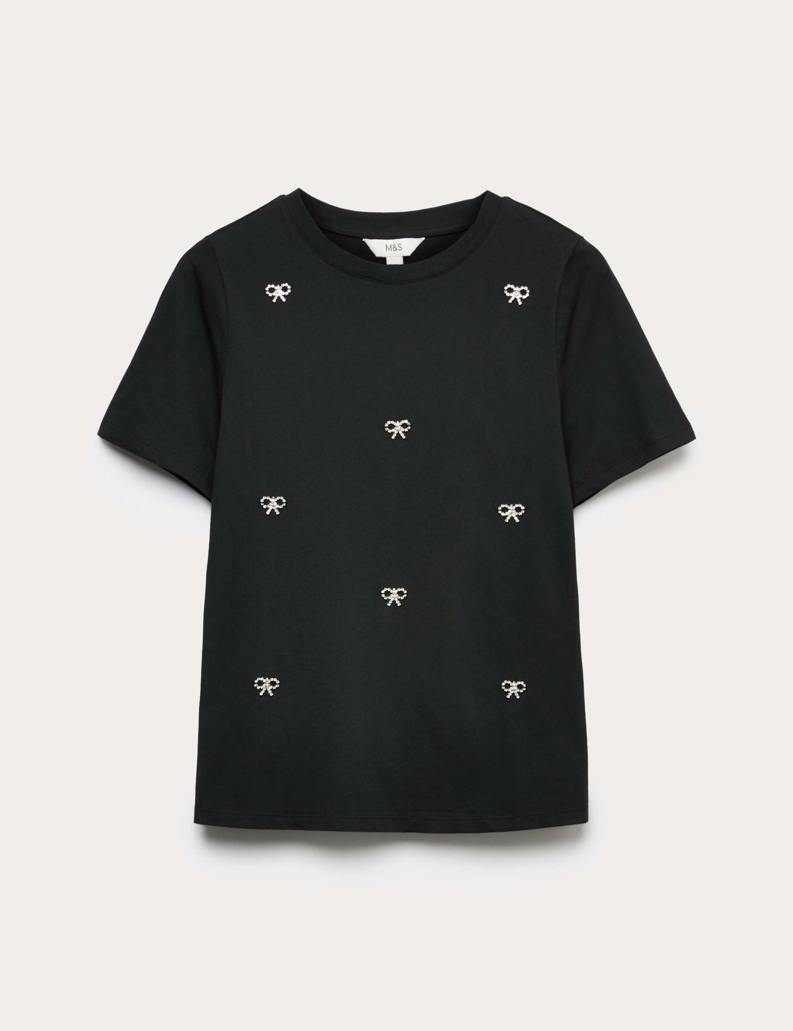 Pure Cotton Embellished Bow Top