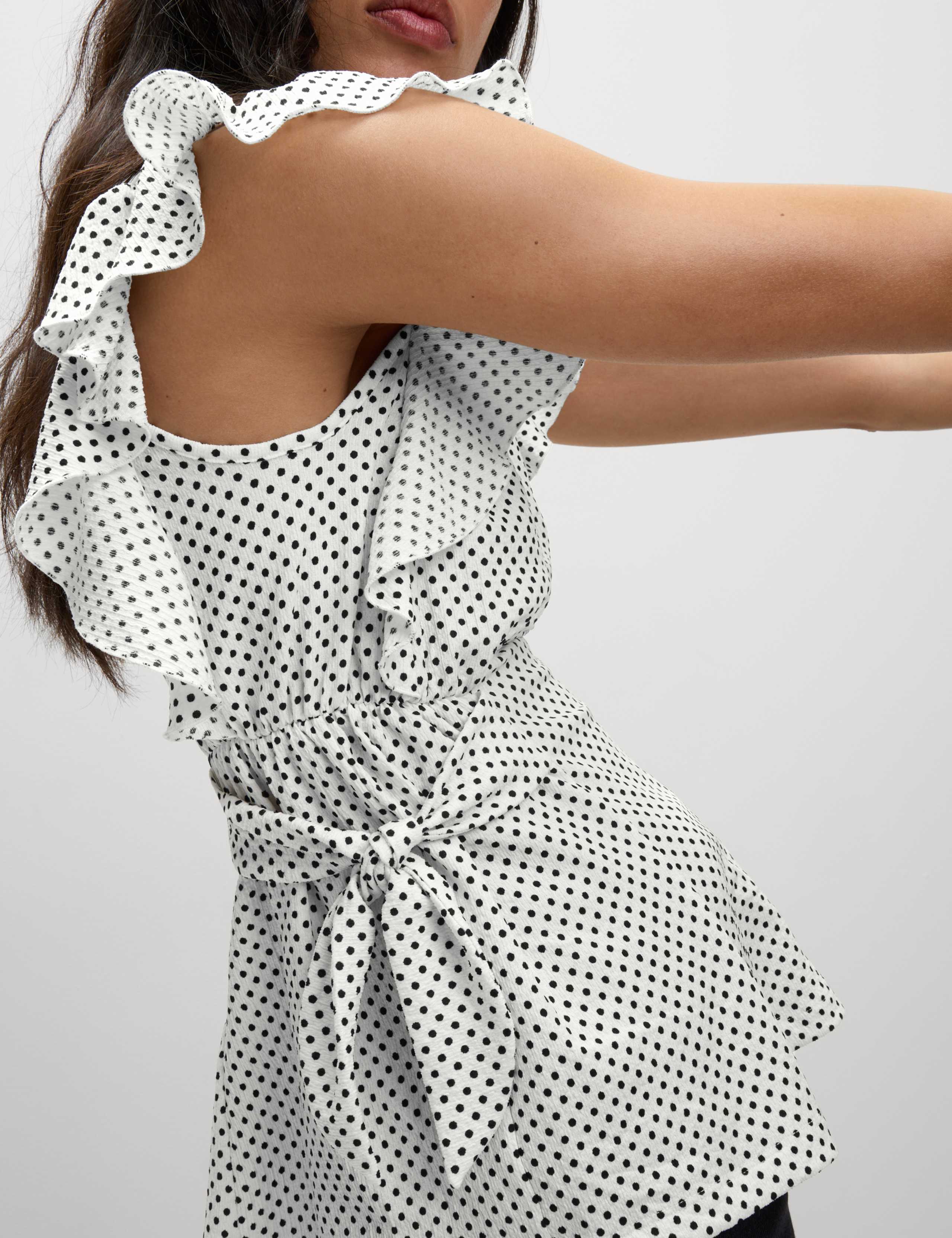 Polka Dot V-Neck Regular Fit Top