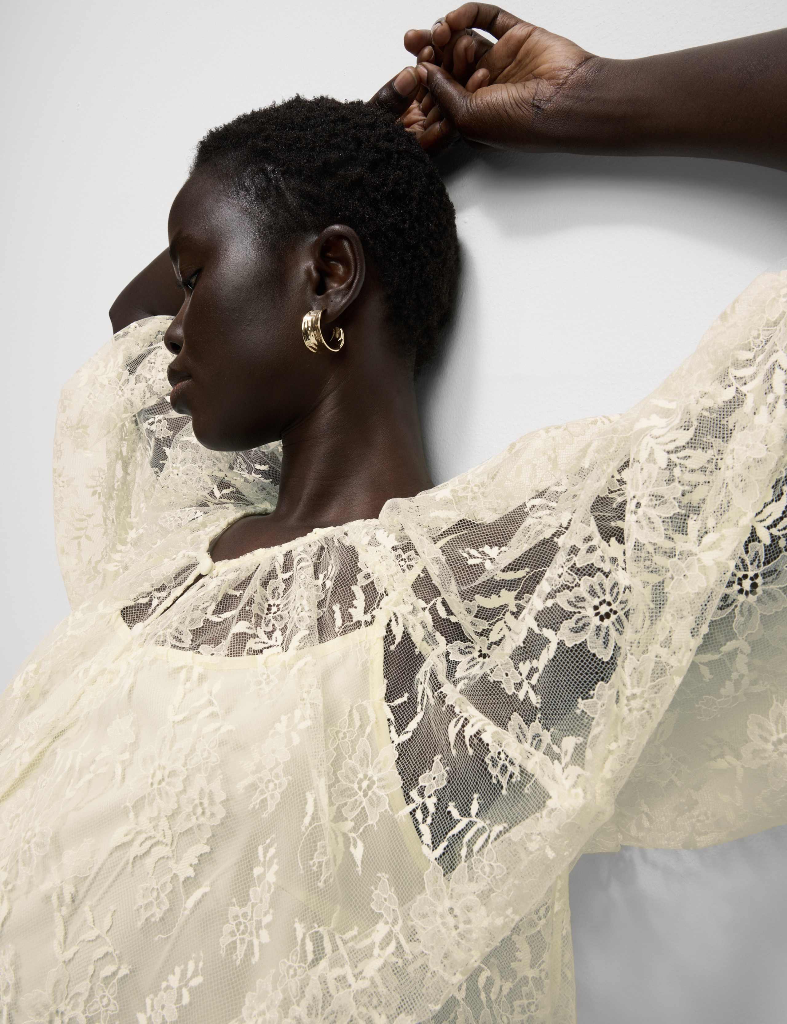 Lace Button Through Top