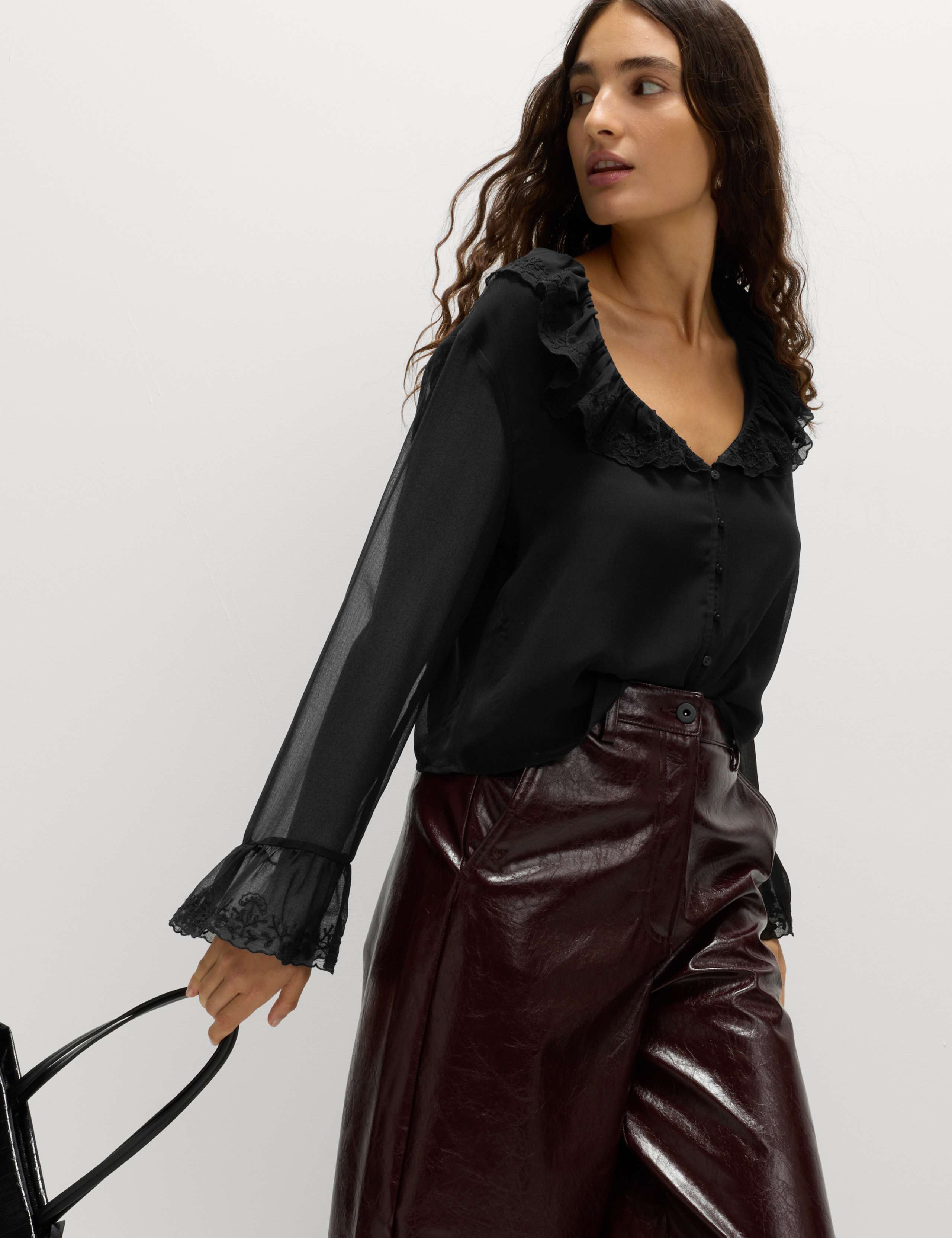 Broderie Frill Detail Blouse