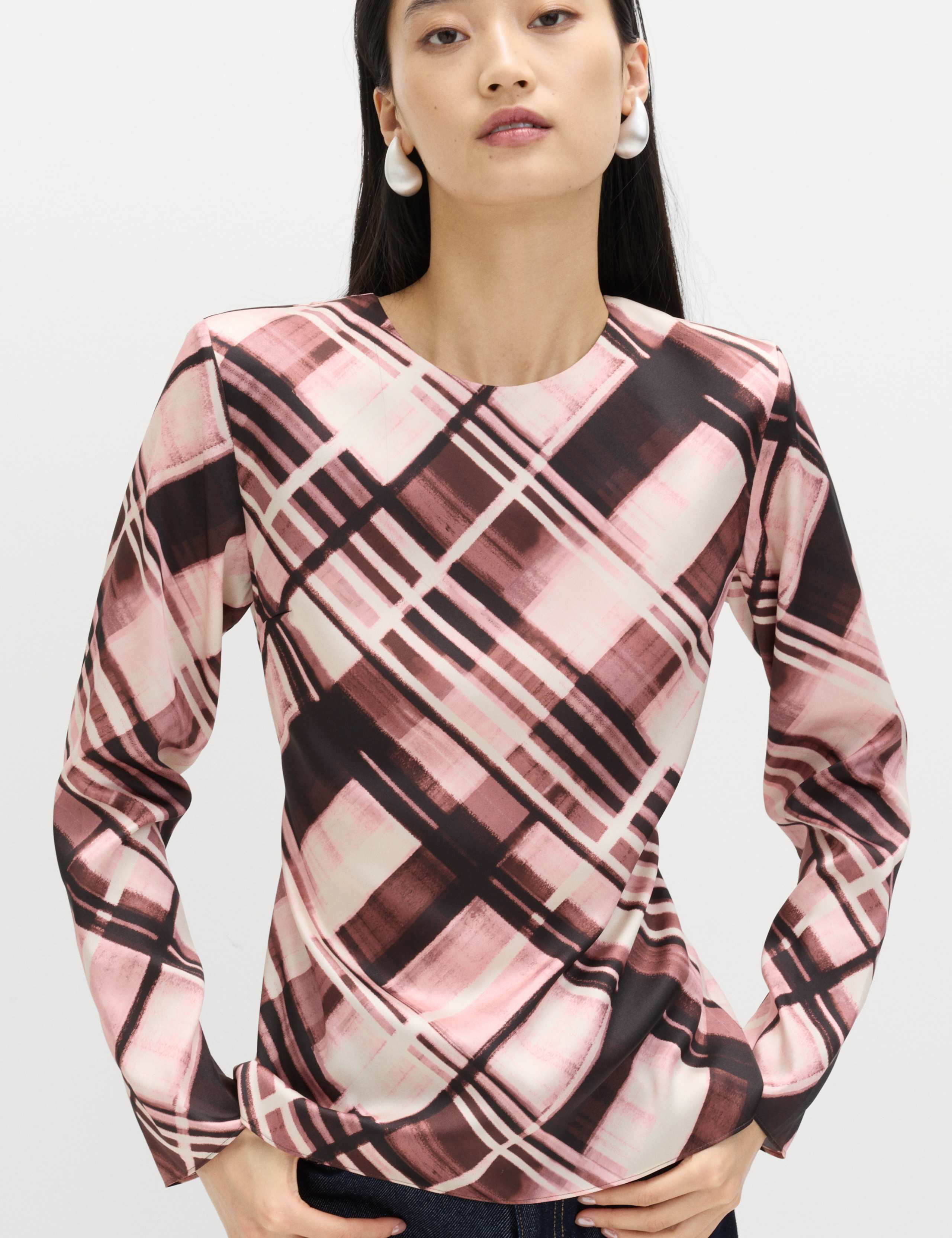 Checked Tie Detail Top