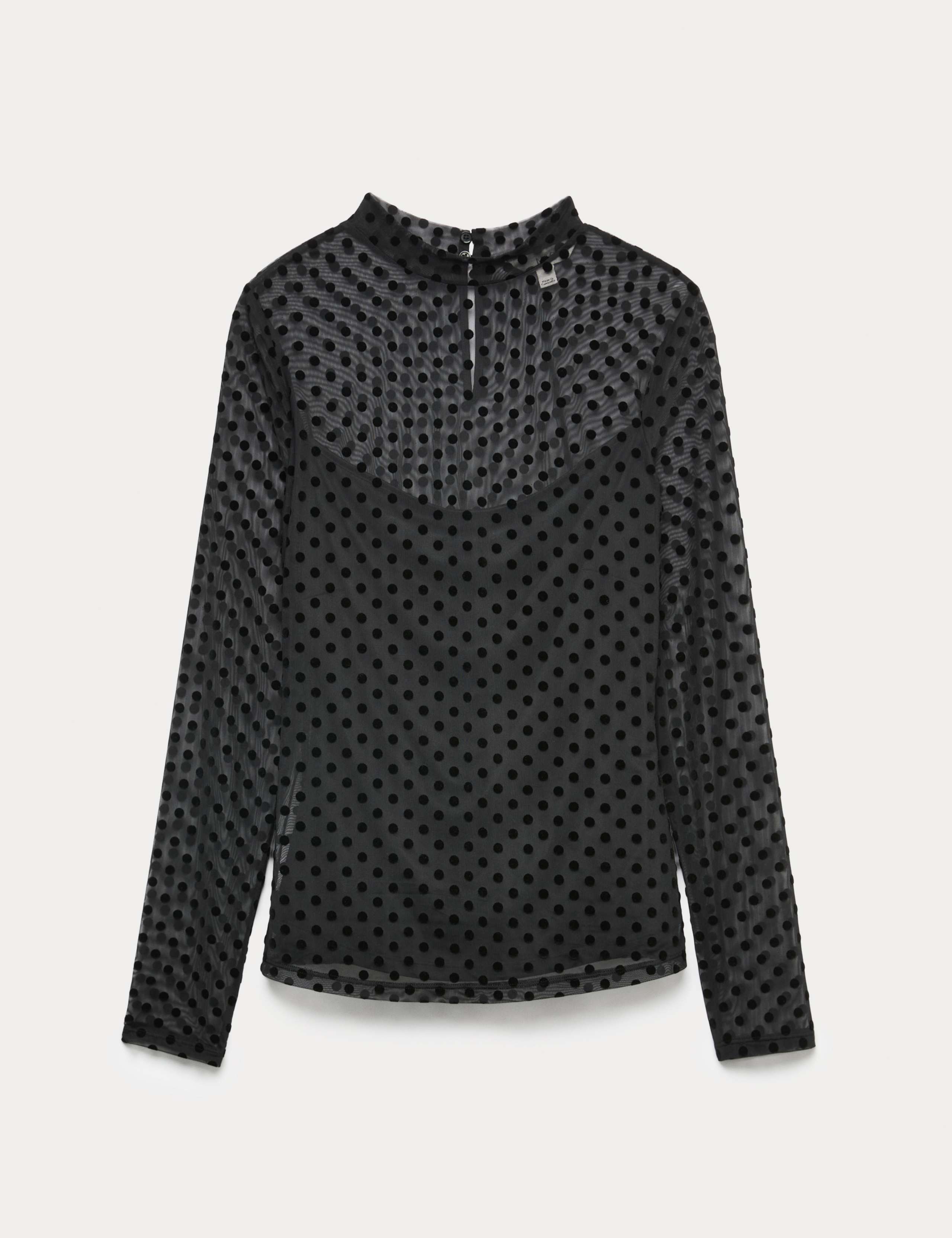 Mesh Jersey Devore Polka Dot Top