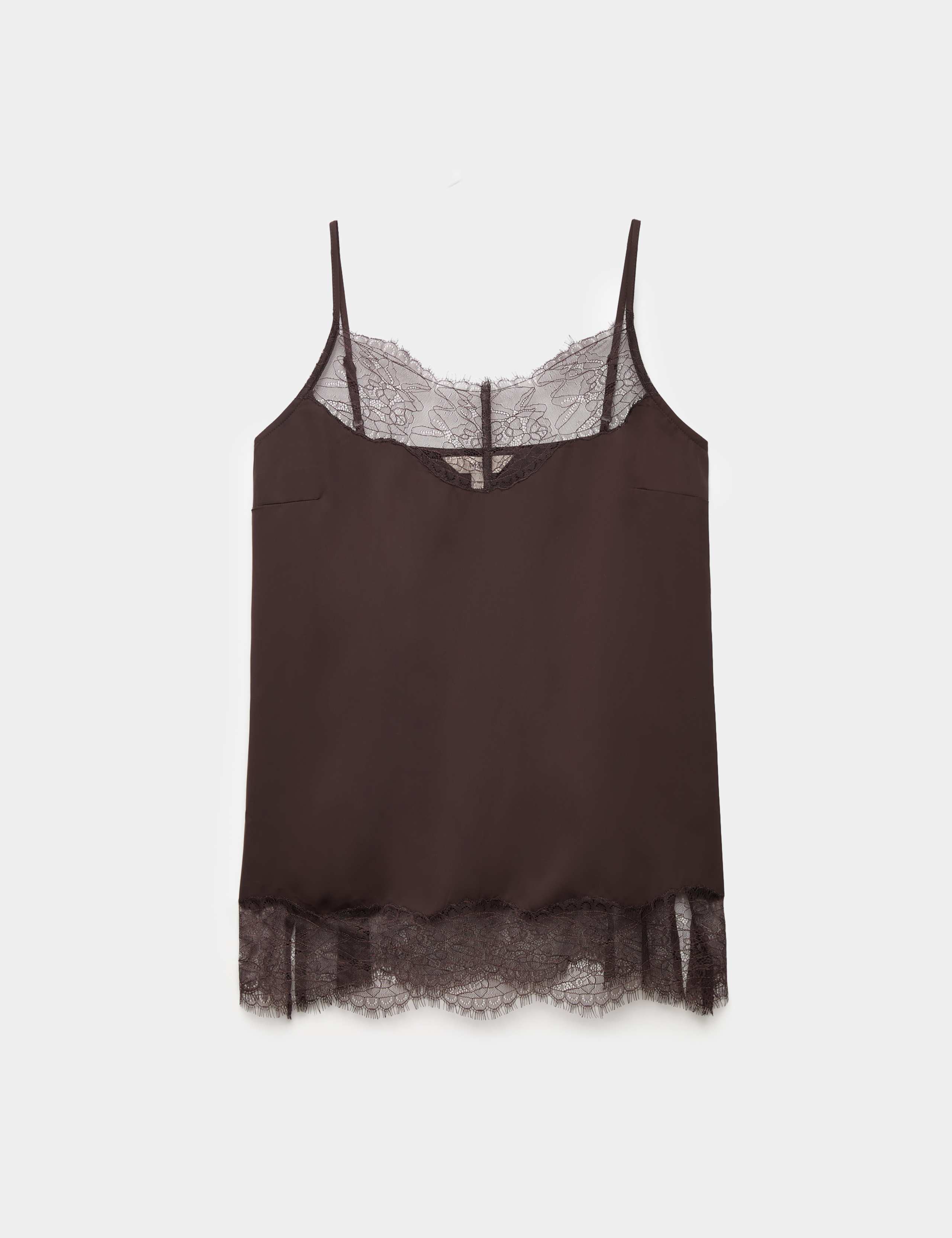 Satin Lace Insert Cami Top