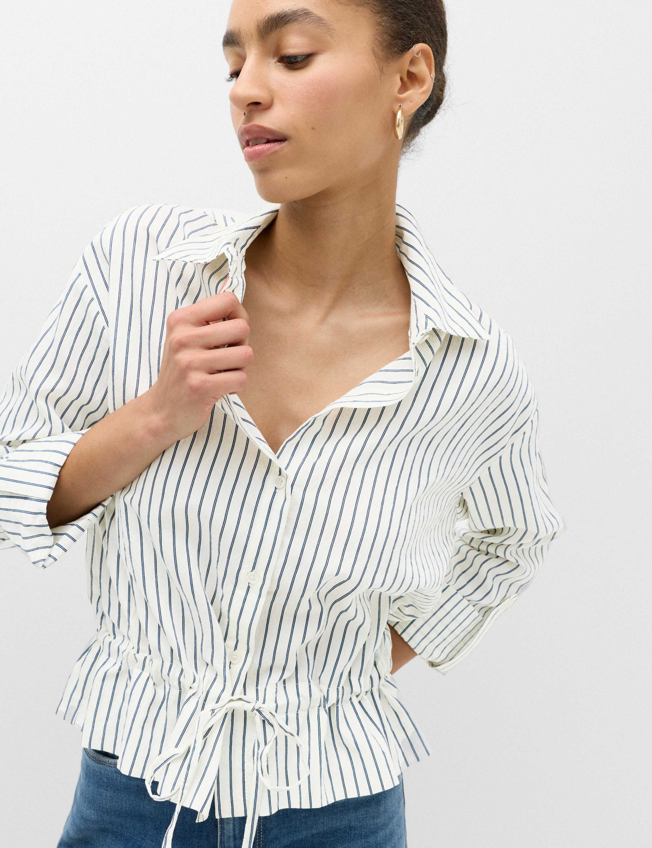 Striped Drawstring Waist Shirt