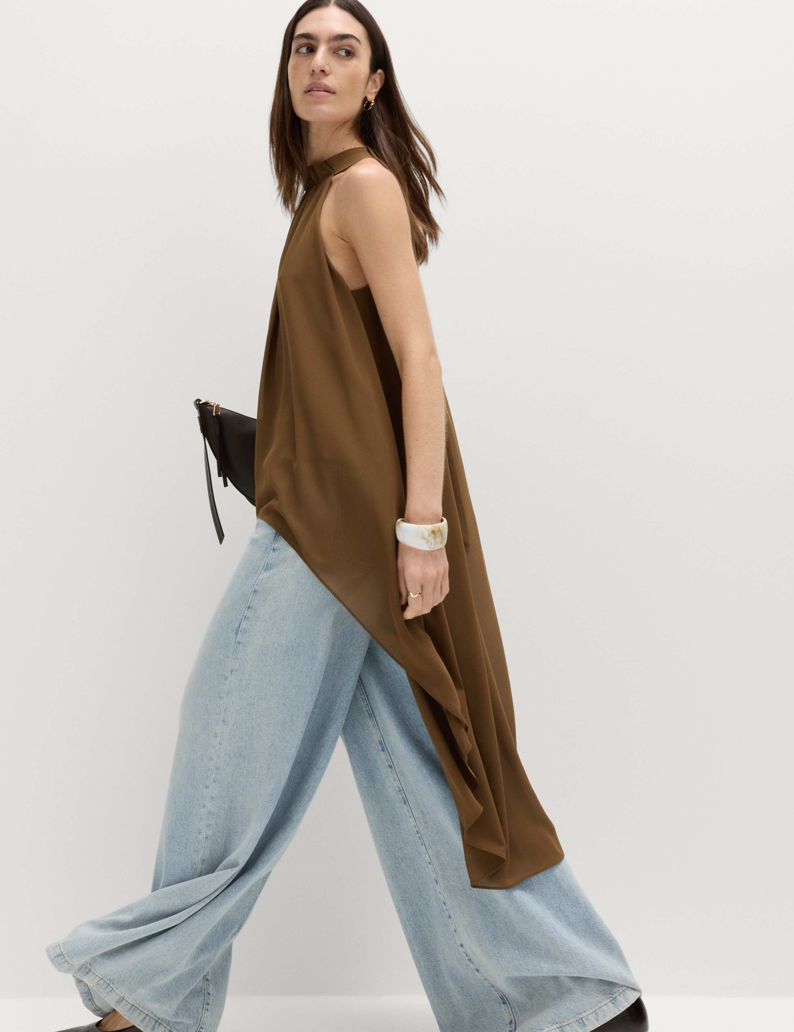 Draped Halter Neck Longline Top