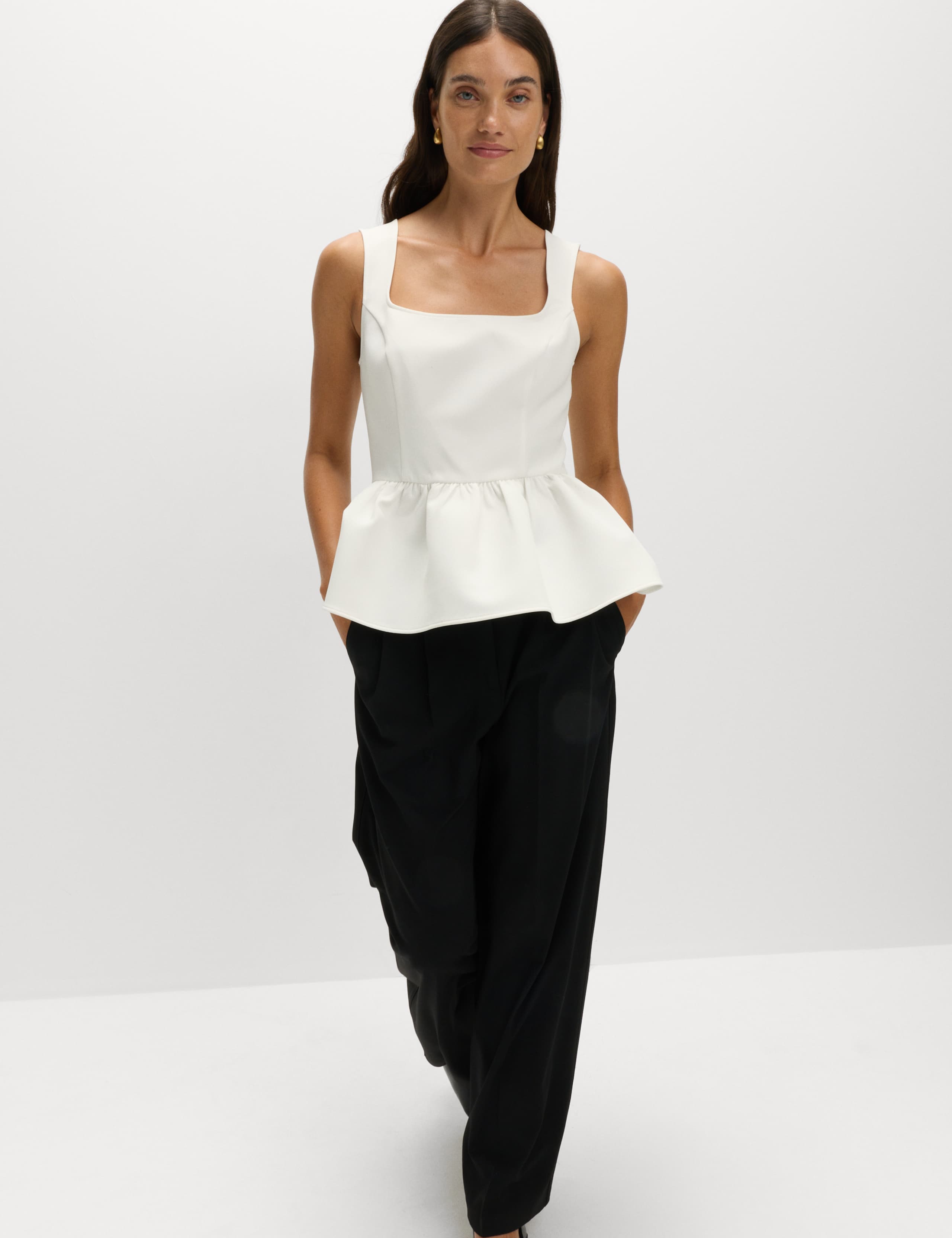 Square Neck Peplum Top