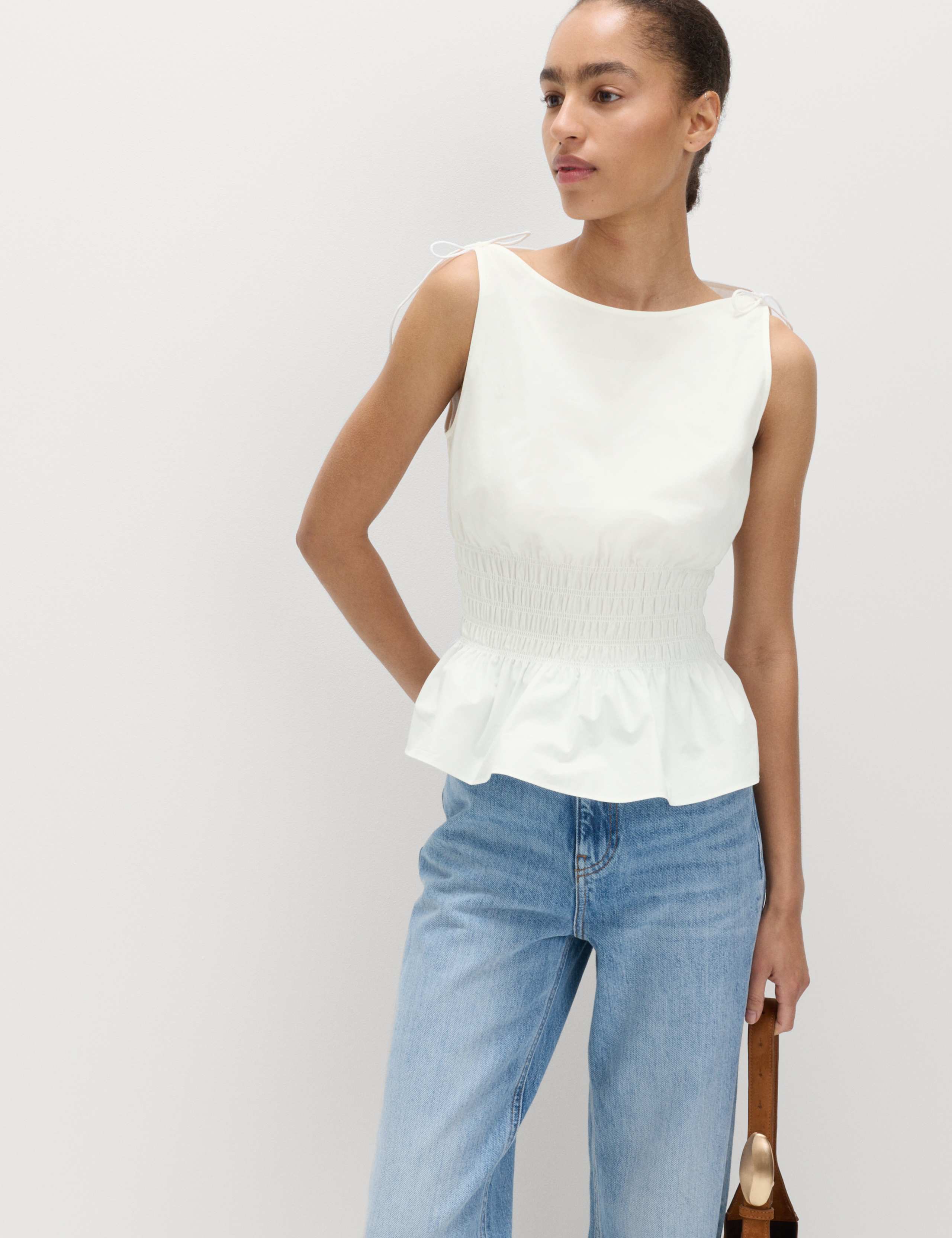 Pure Cotton Shirred Top