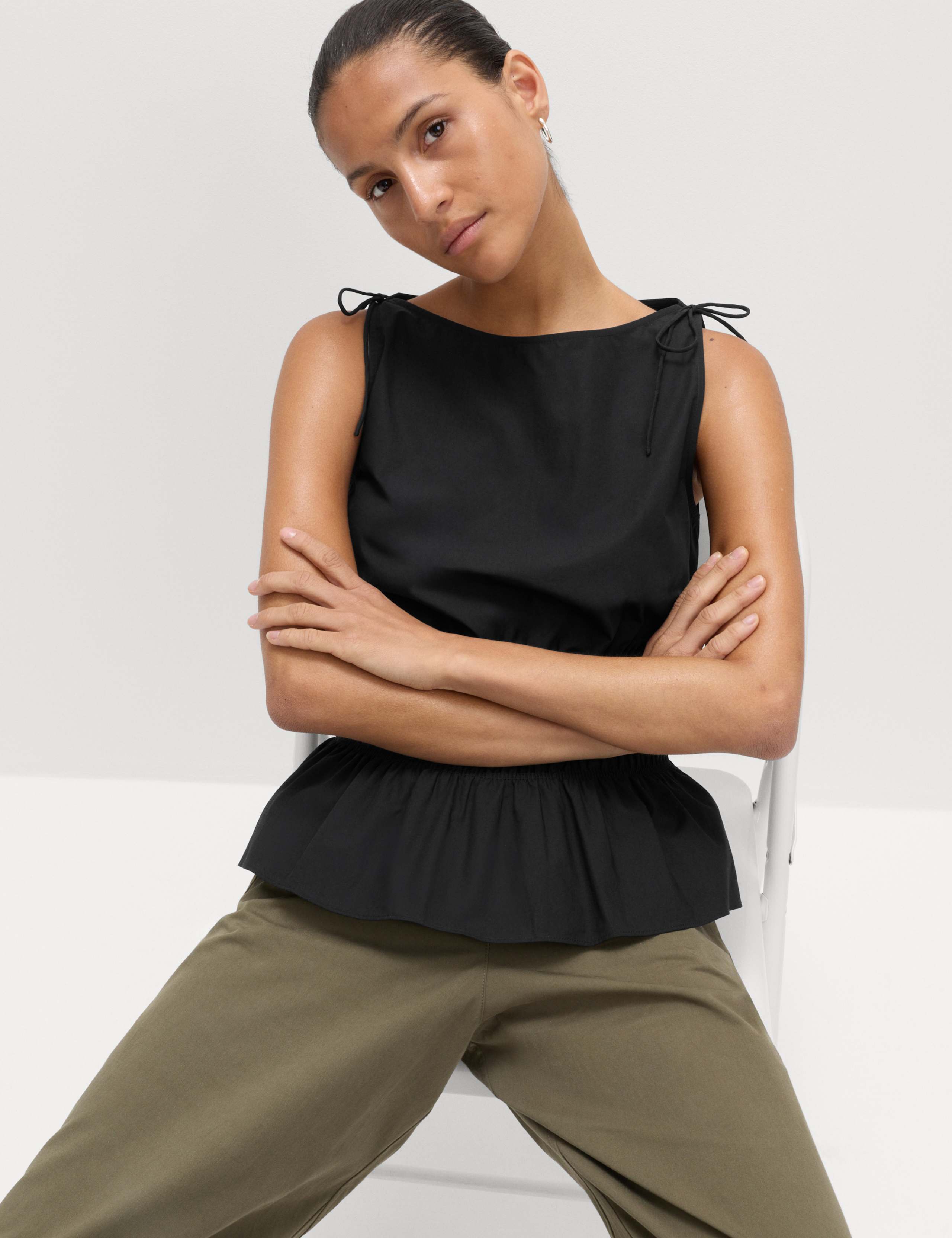 Pure Cotton Shirred Top