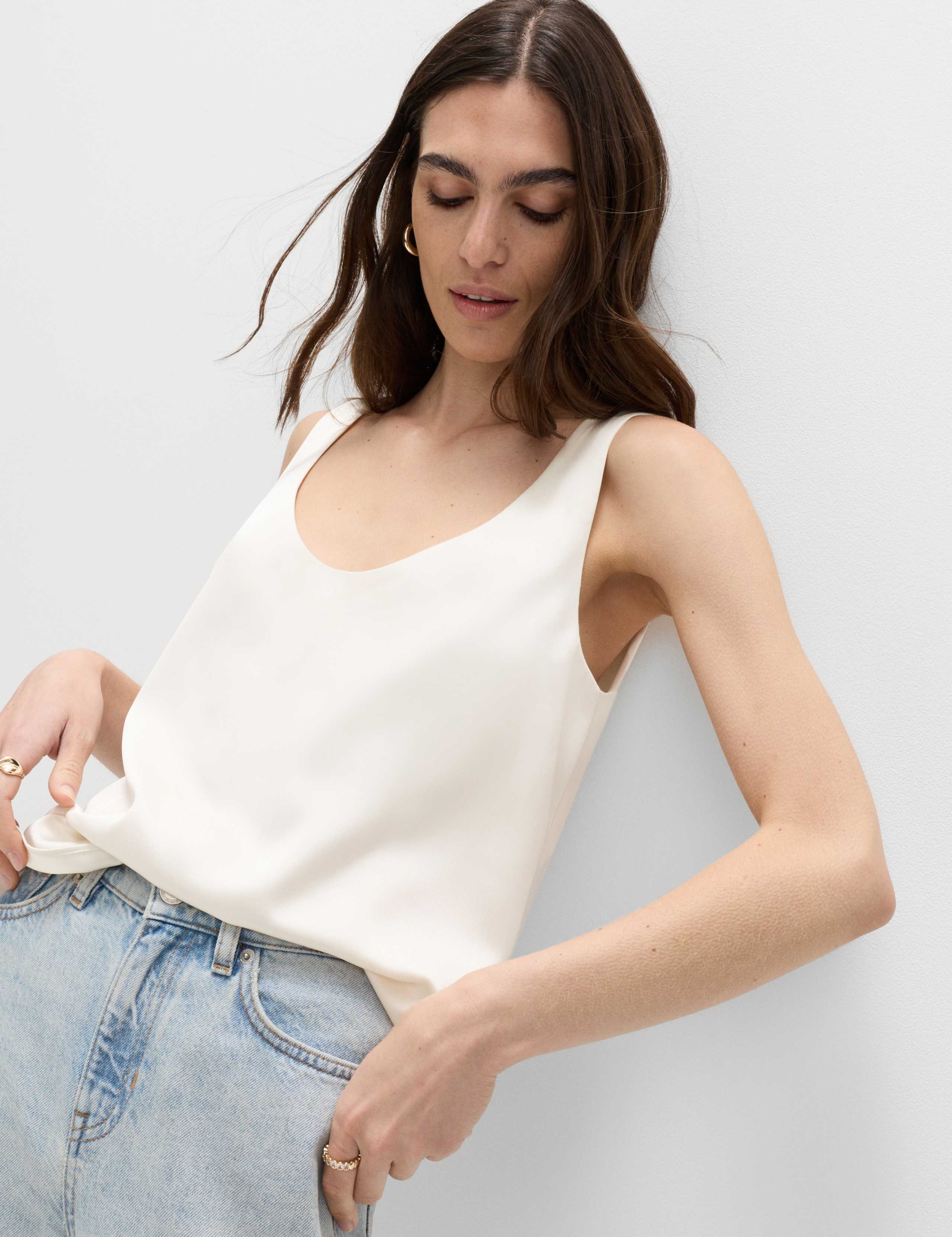 Satin Scoop Neck Cami Top