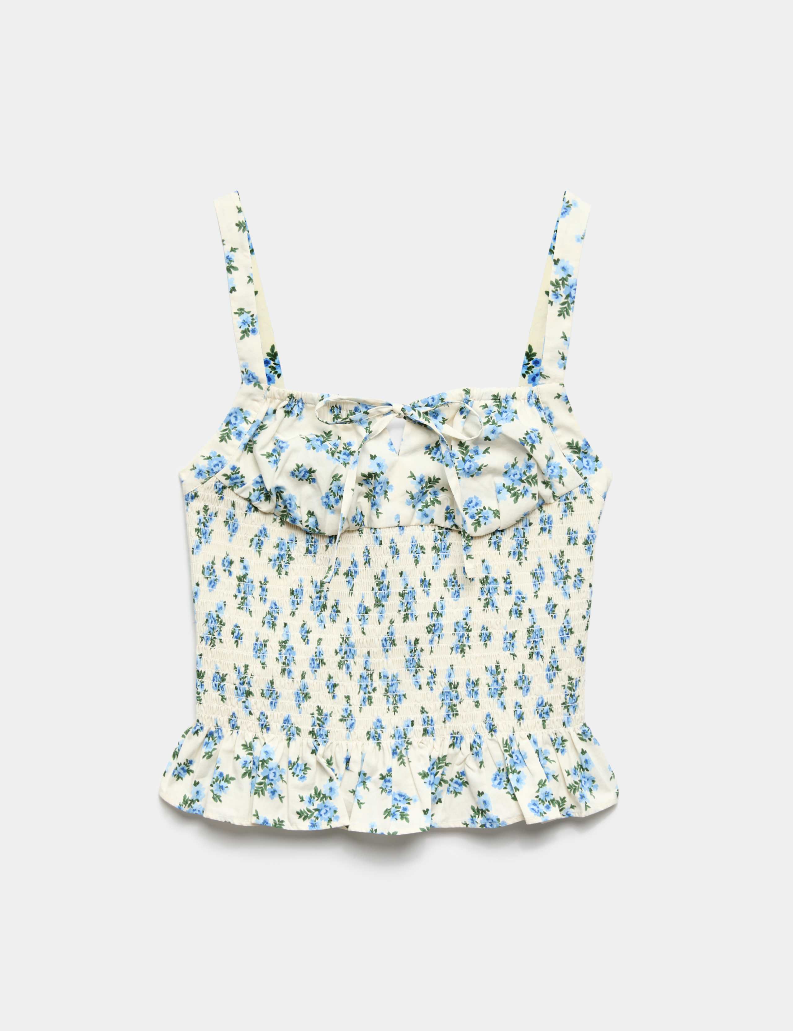 Pure Cotton Printed Shirred Cami Top