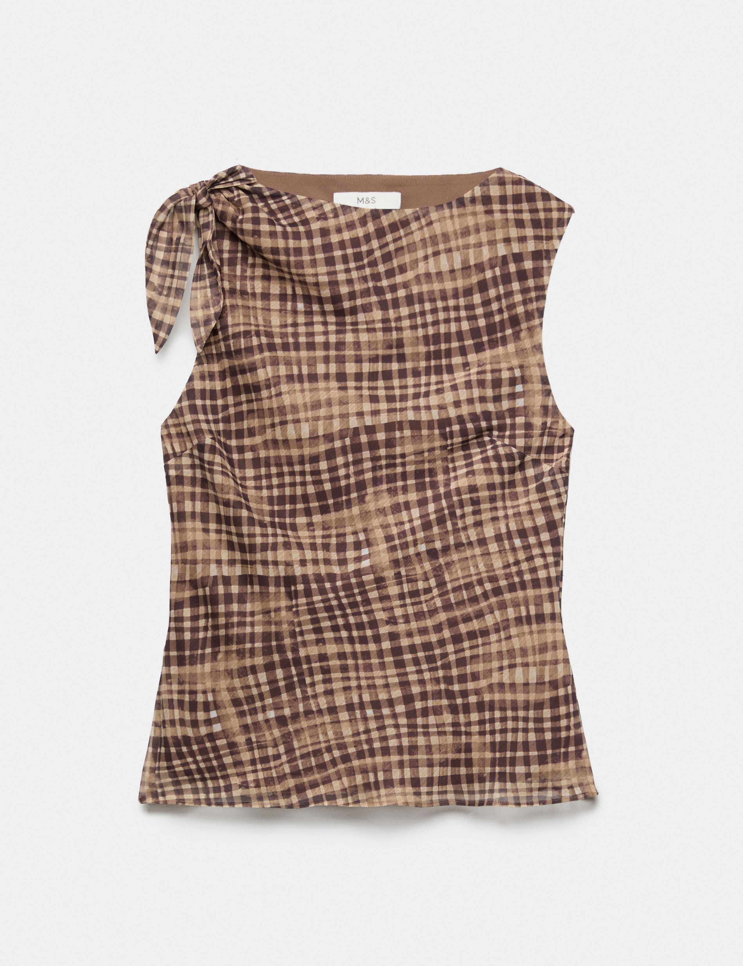Checked Asymmetric Tie Detail Top