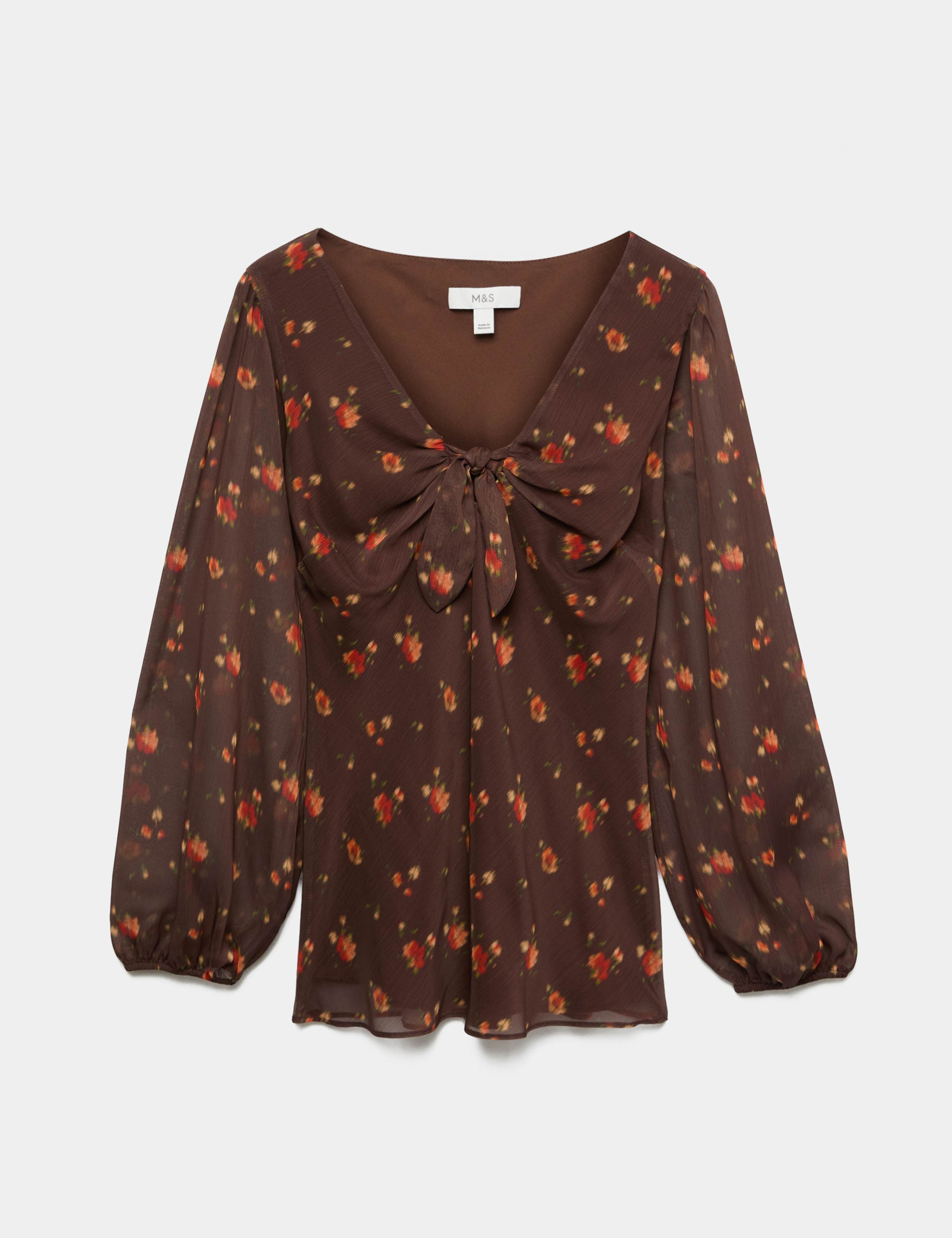 Printed V Neck Fitted Top