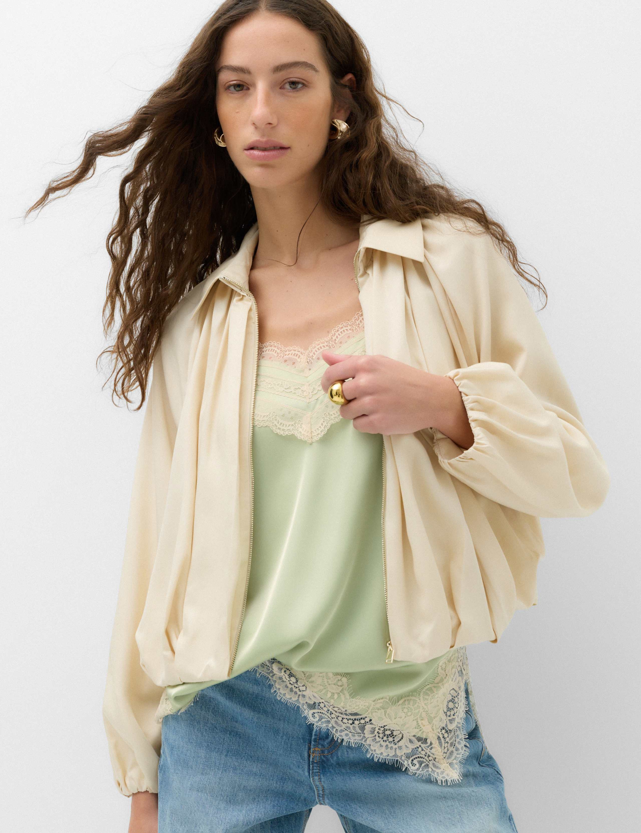Contrast Lace Trim Cami Top