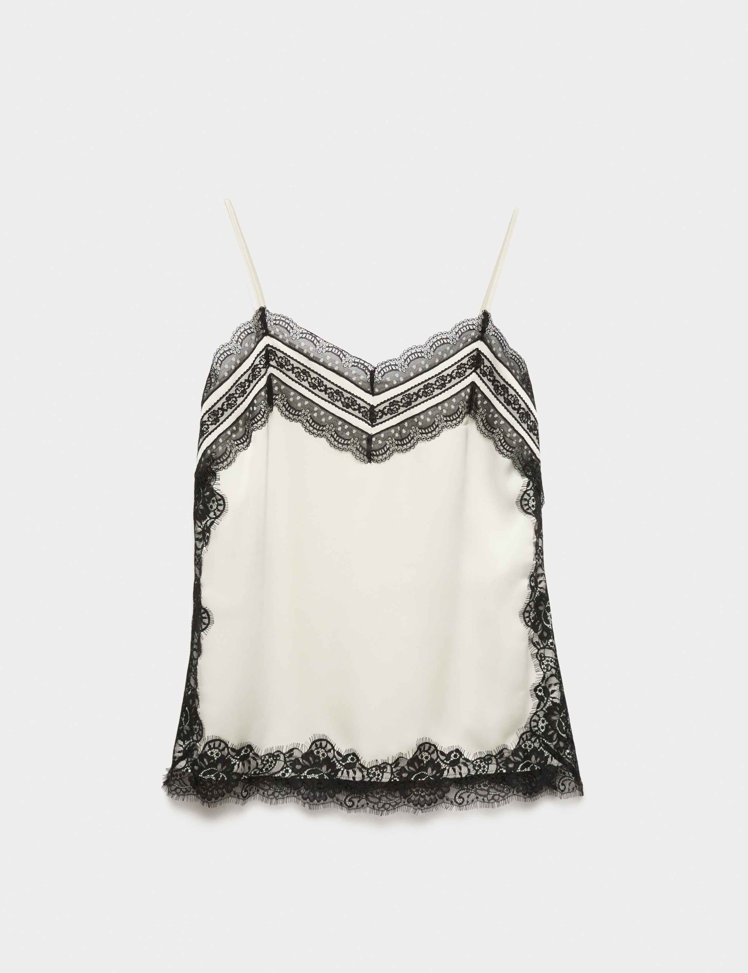 Contrast Lace Trim Cami Top