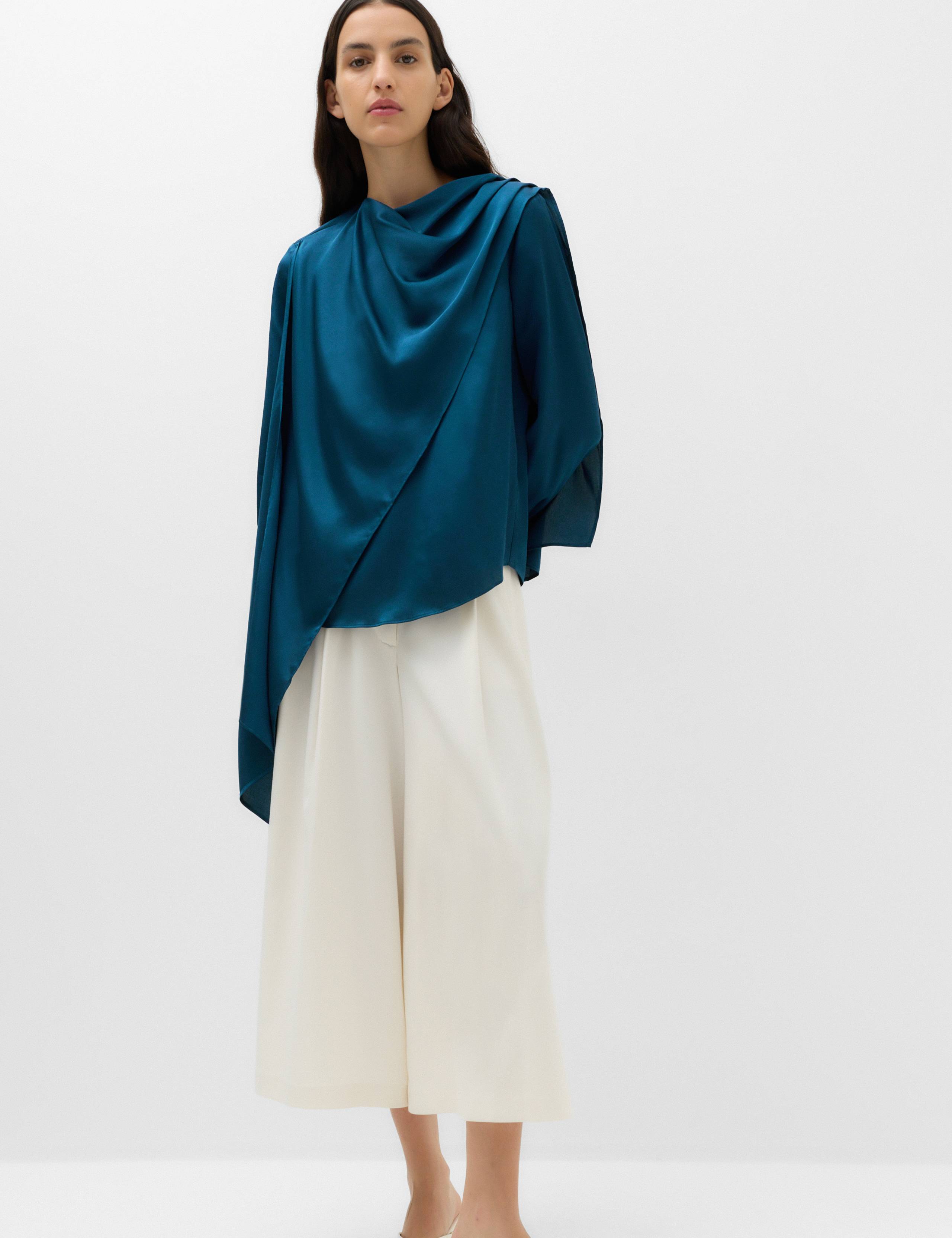 Satin Cowl Neck Top