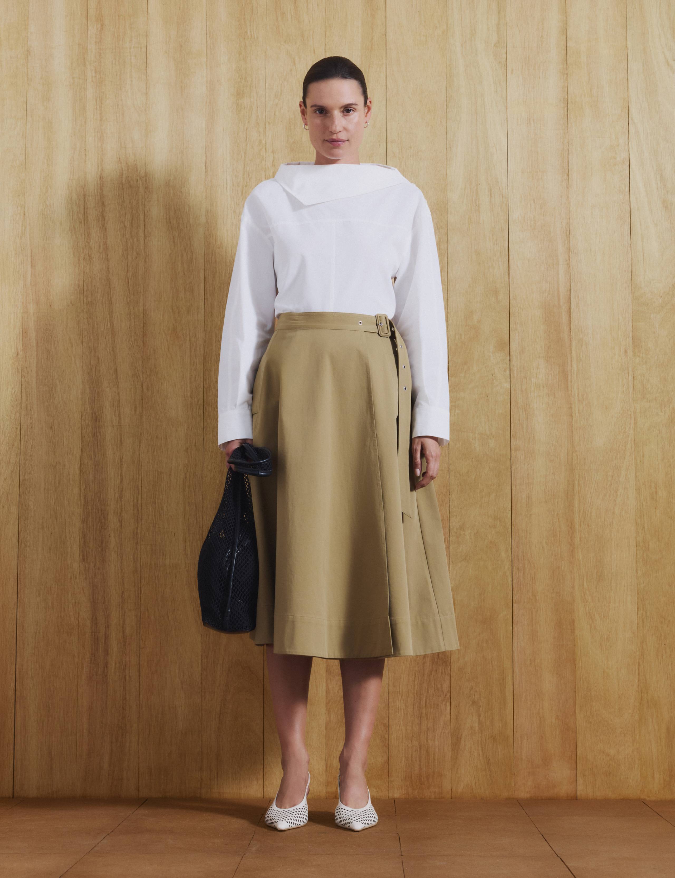 Pure Cotton Asymmetric Collar Shirt
