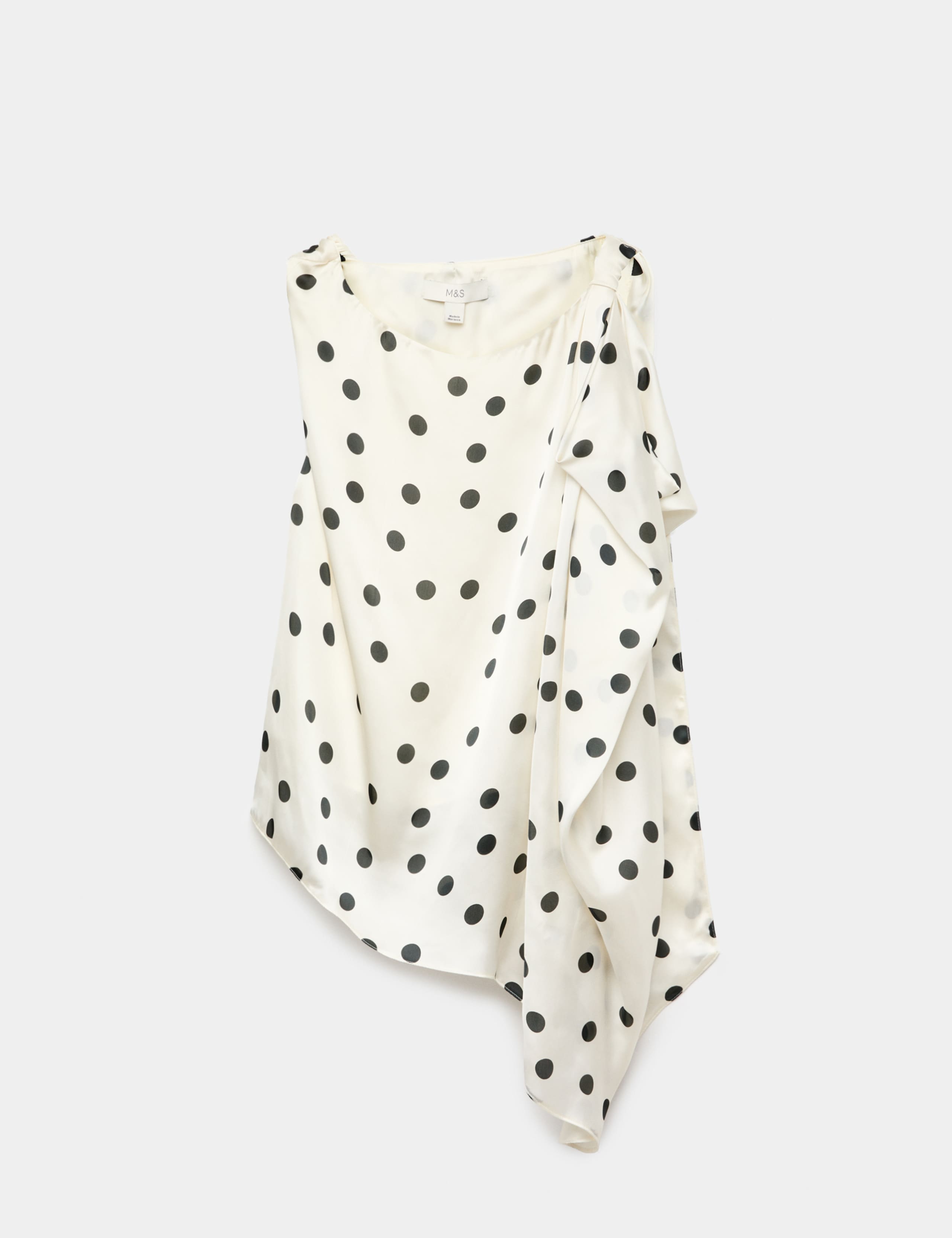 Polka Dot Draped Asymmetric Top