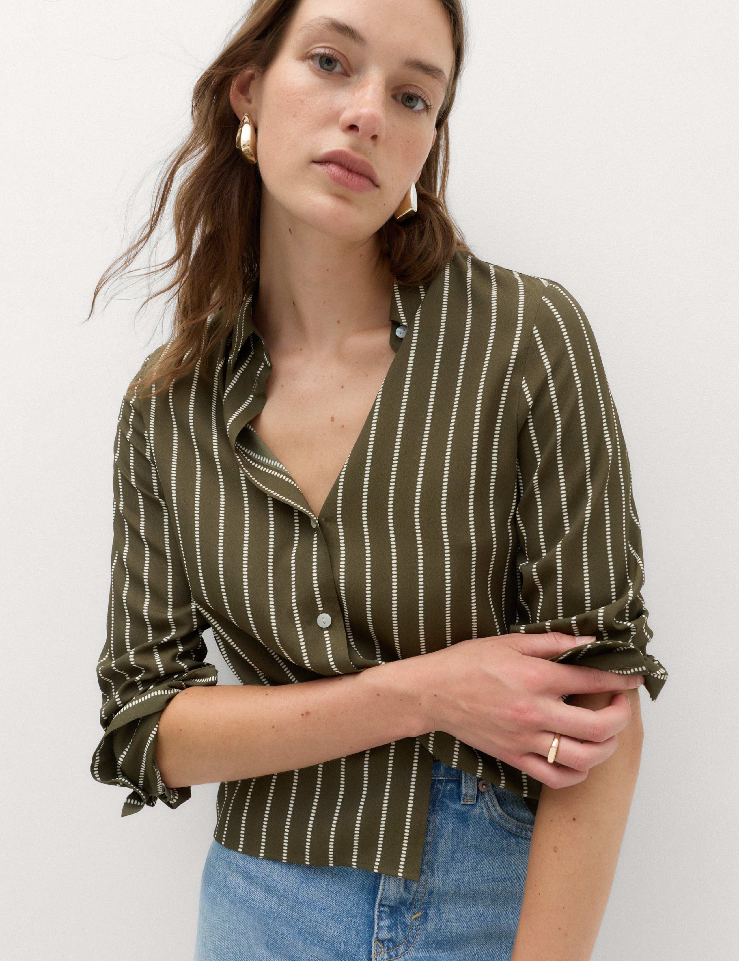 Polka Dot Collared Button Through Shirt