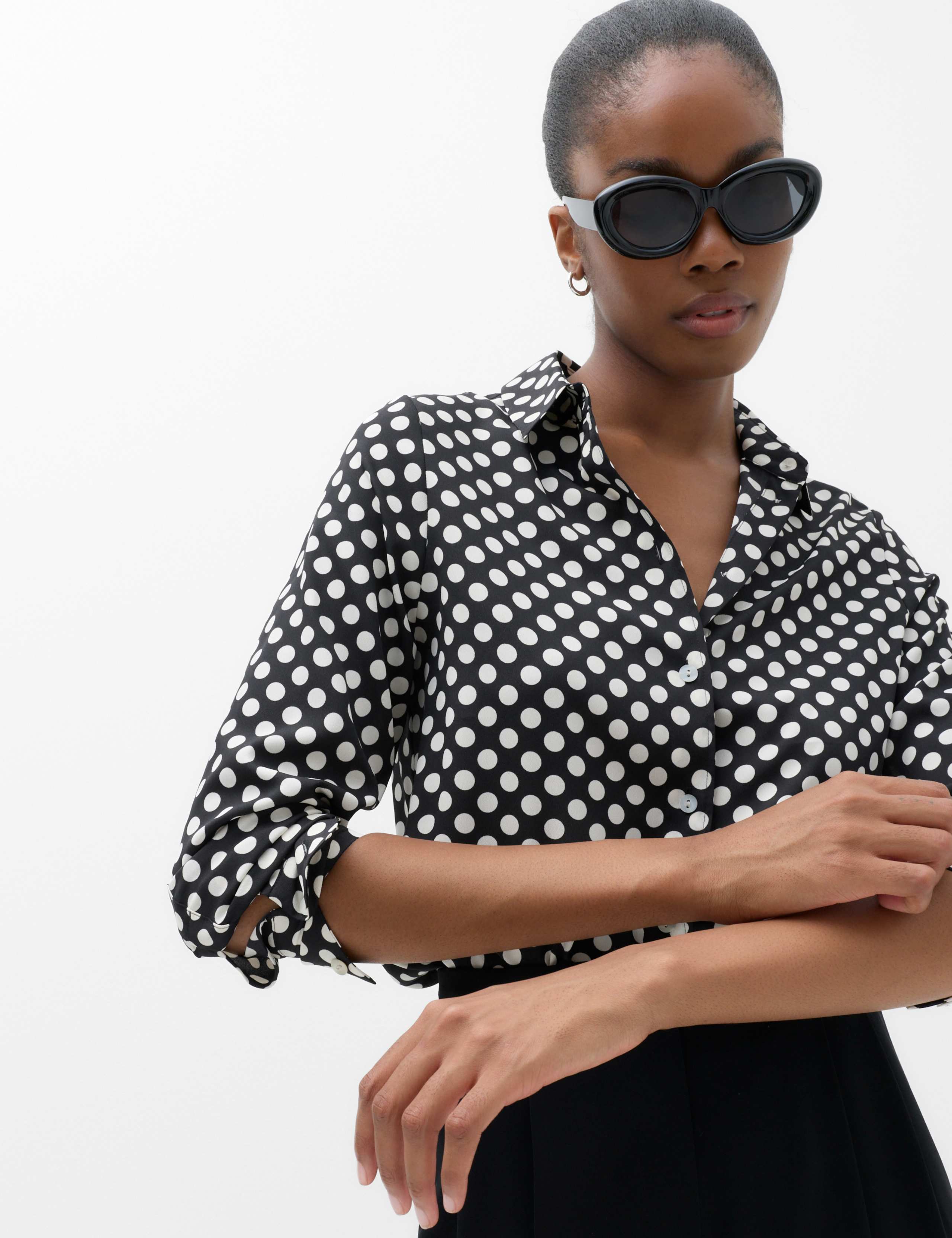 Polka Dot Collared Neck Shirt