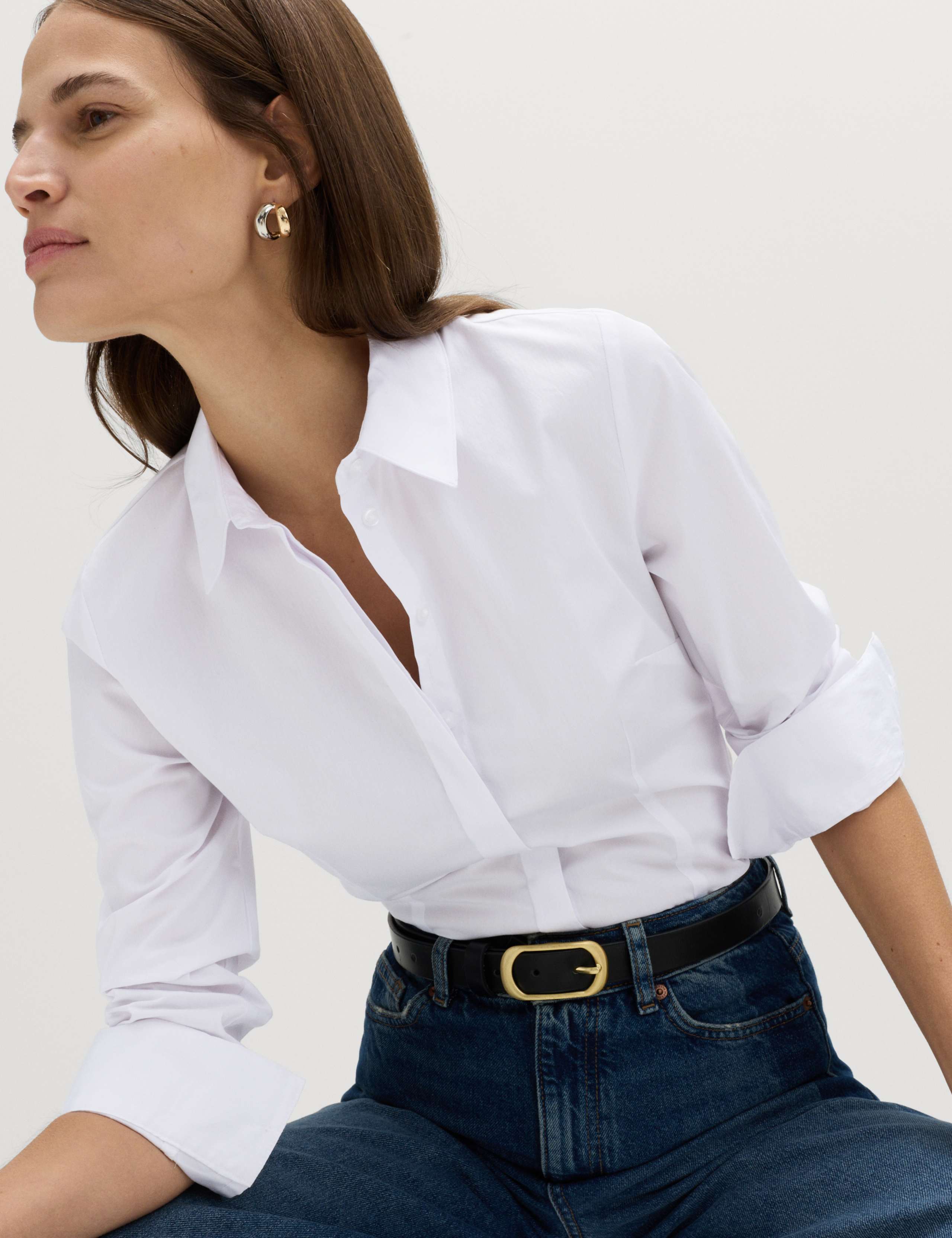 Cotton Rich Collared Fitted Shirt