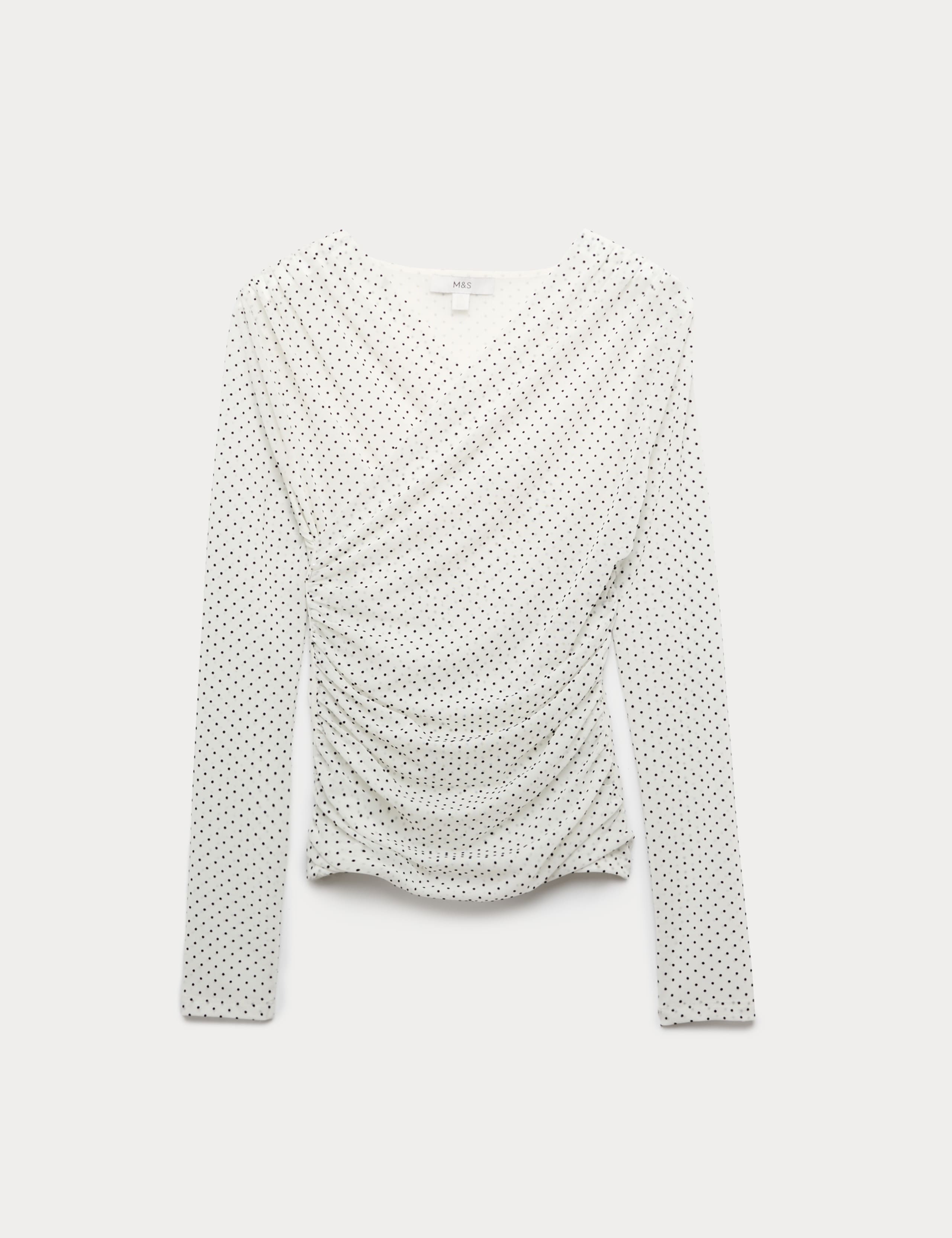 Mesh Polka Dot Wrap Top